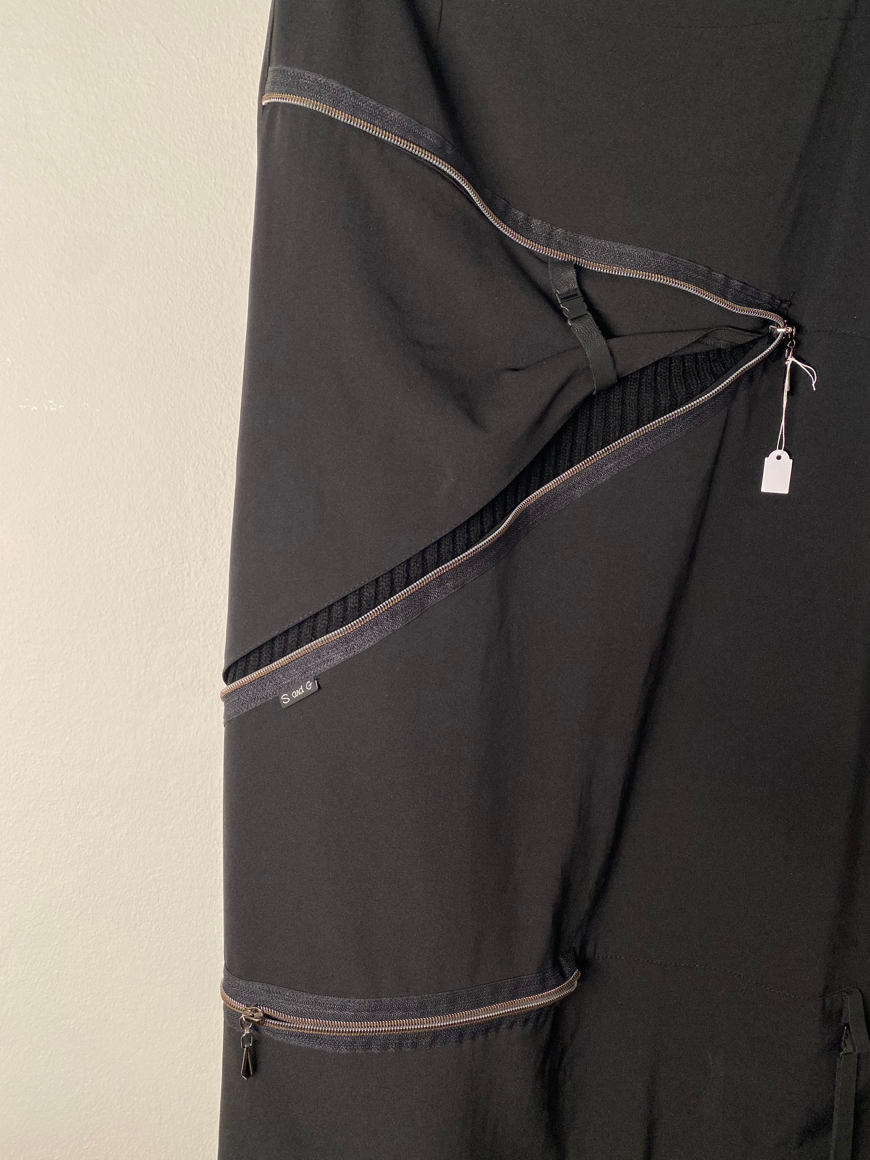 Black long skirt with zip details