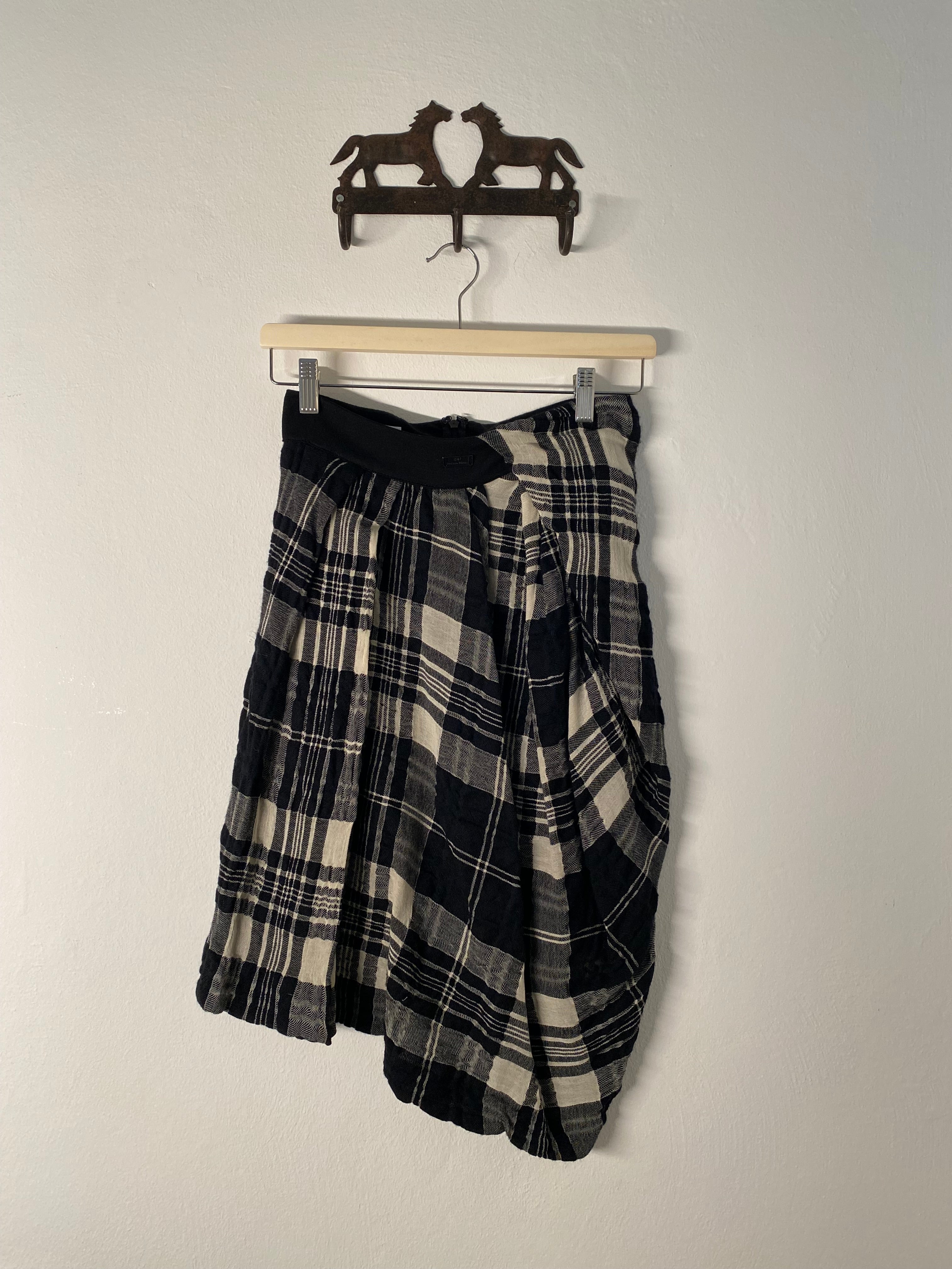 Black asymmetrical checkered skirt
