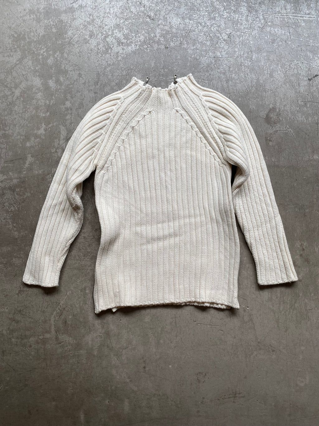 Wool blend zip up detail sweater