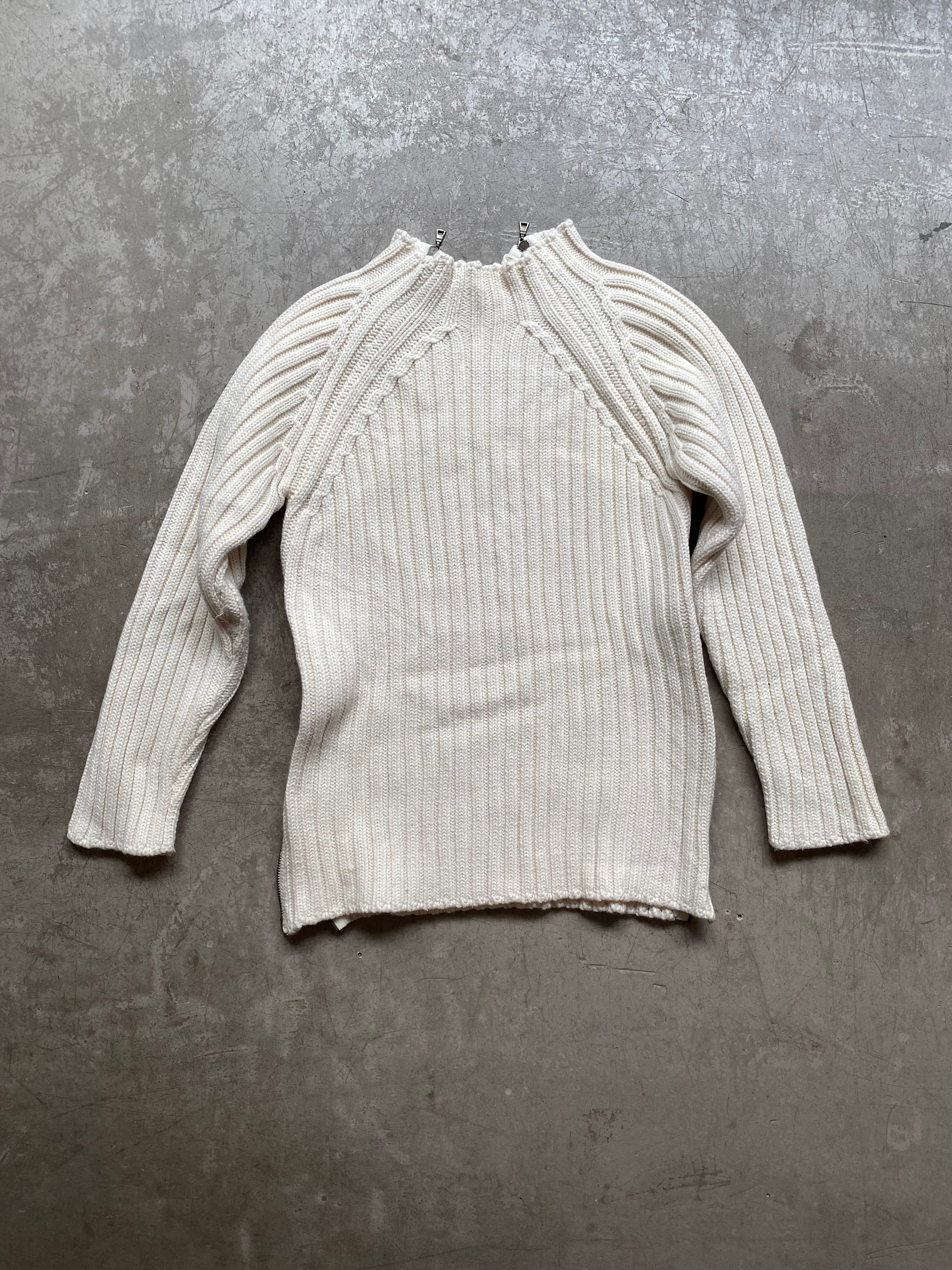 Wool blend zip up detail sweater