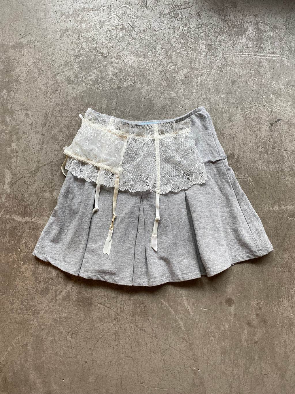 Upcycled grey mini skirt