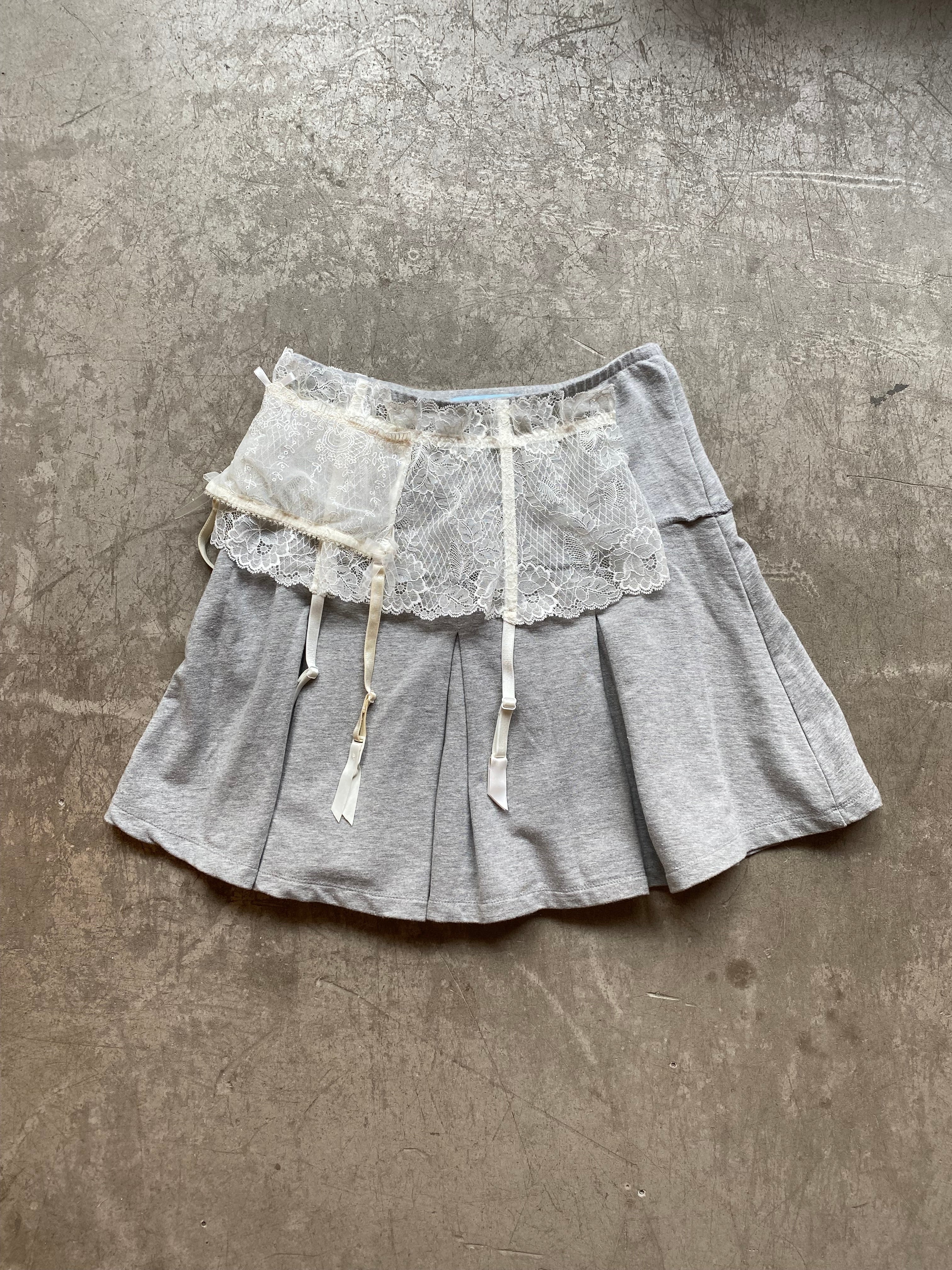 Upcycled grey mini skirt