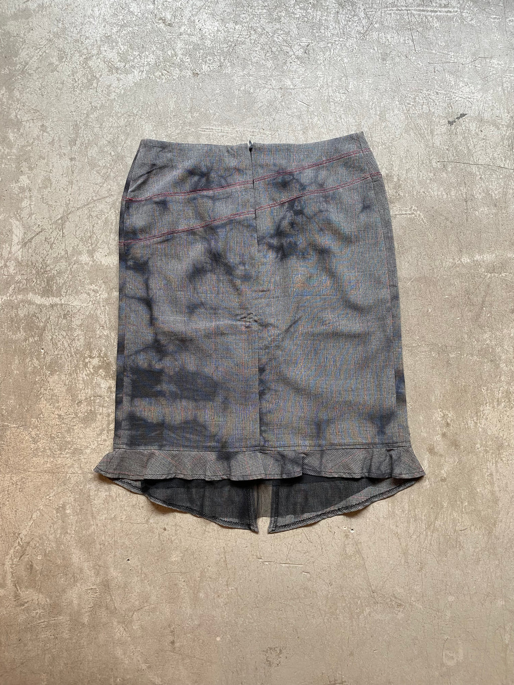 Grey checkered midi skirt