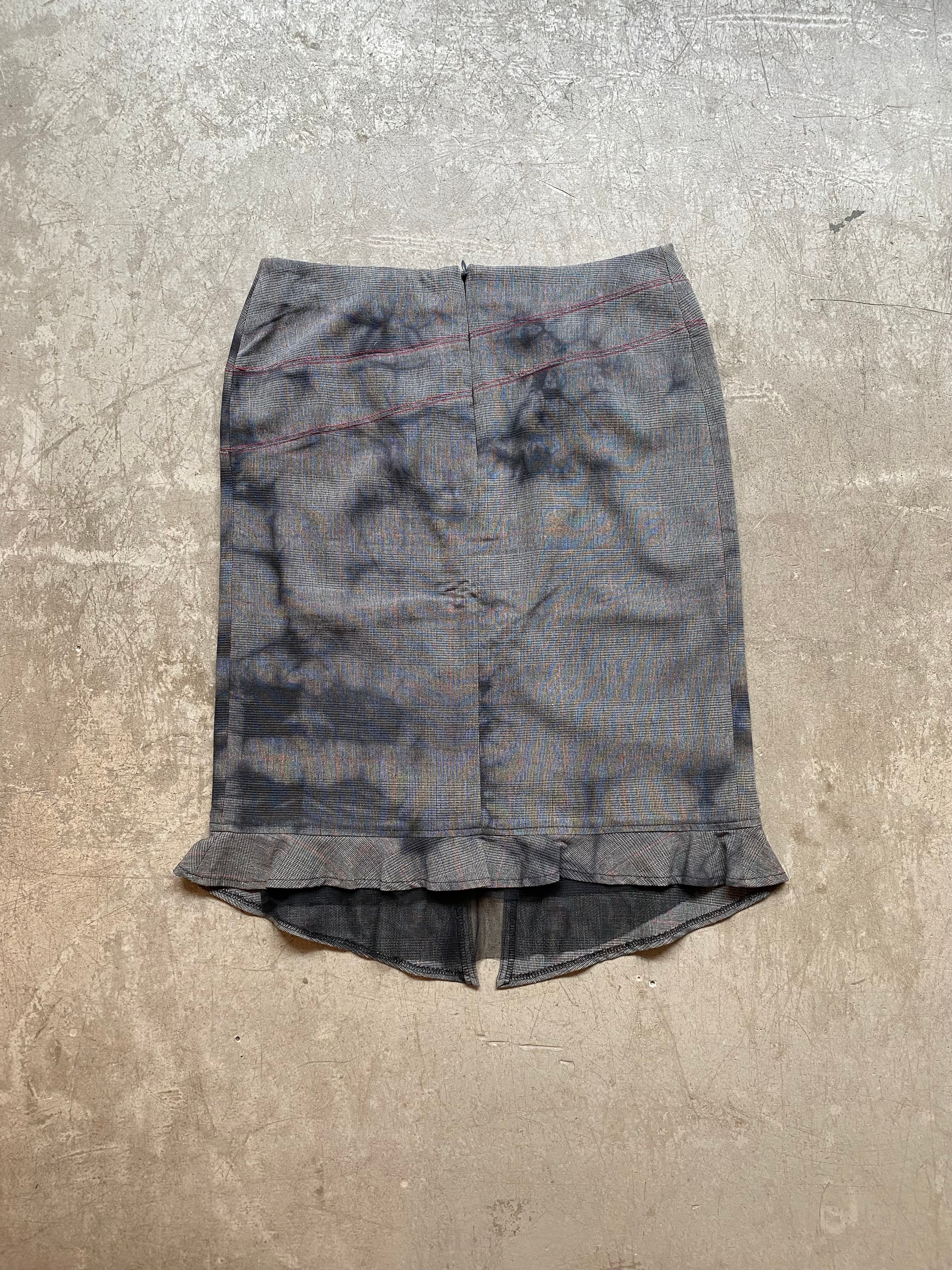 Grey checkered midi skirt