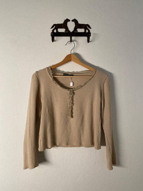 Beige wool blend top