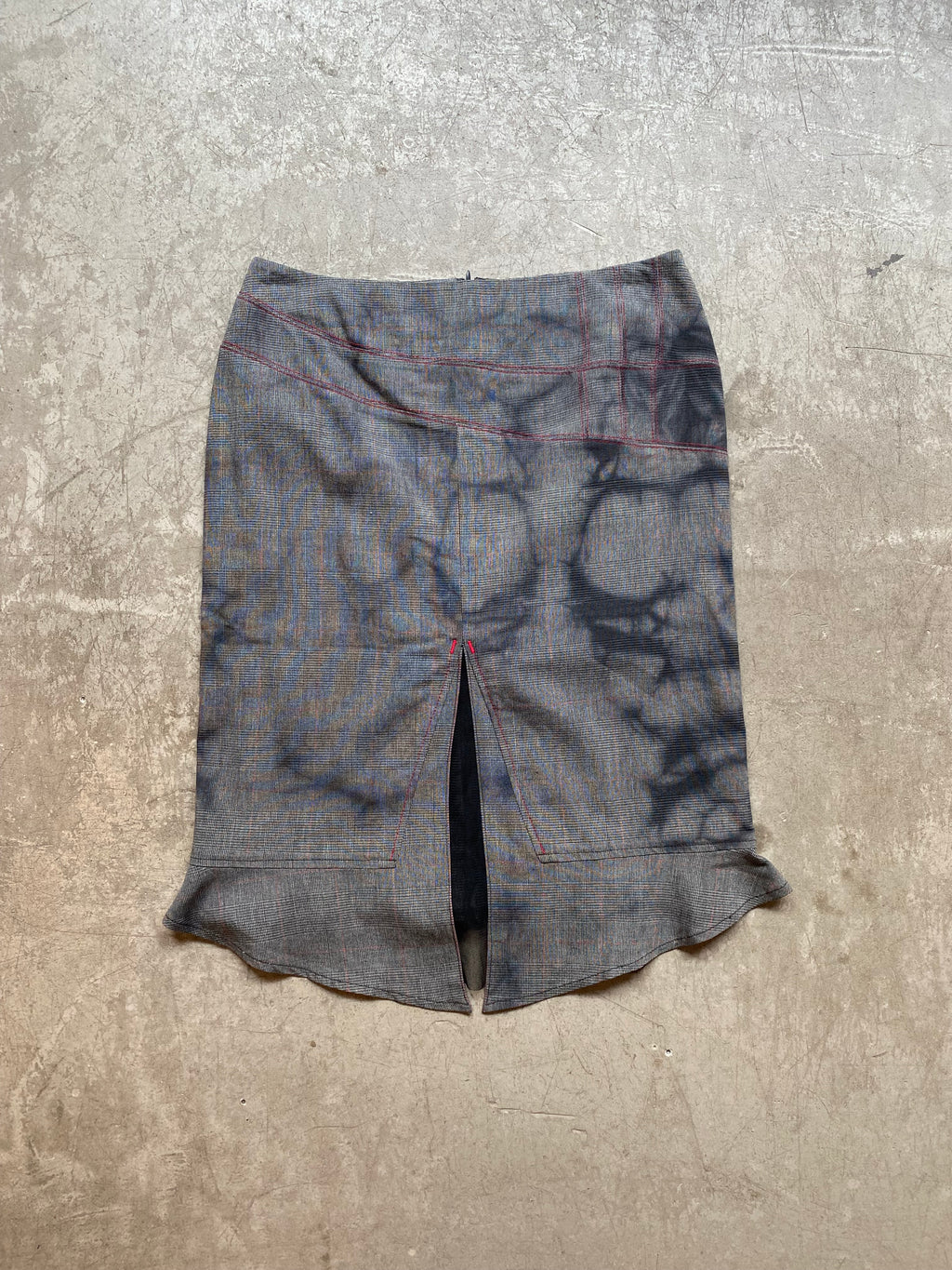 Grey checkered midi skirt