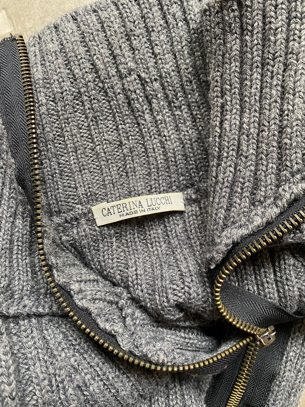 Wool blend zip up detail sweater