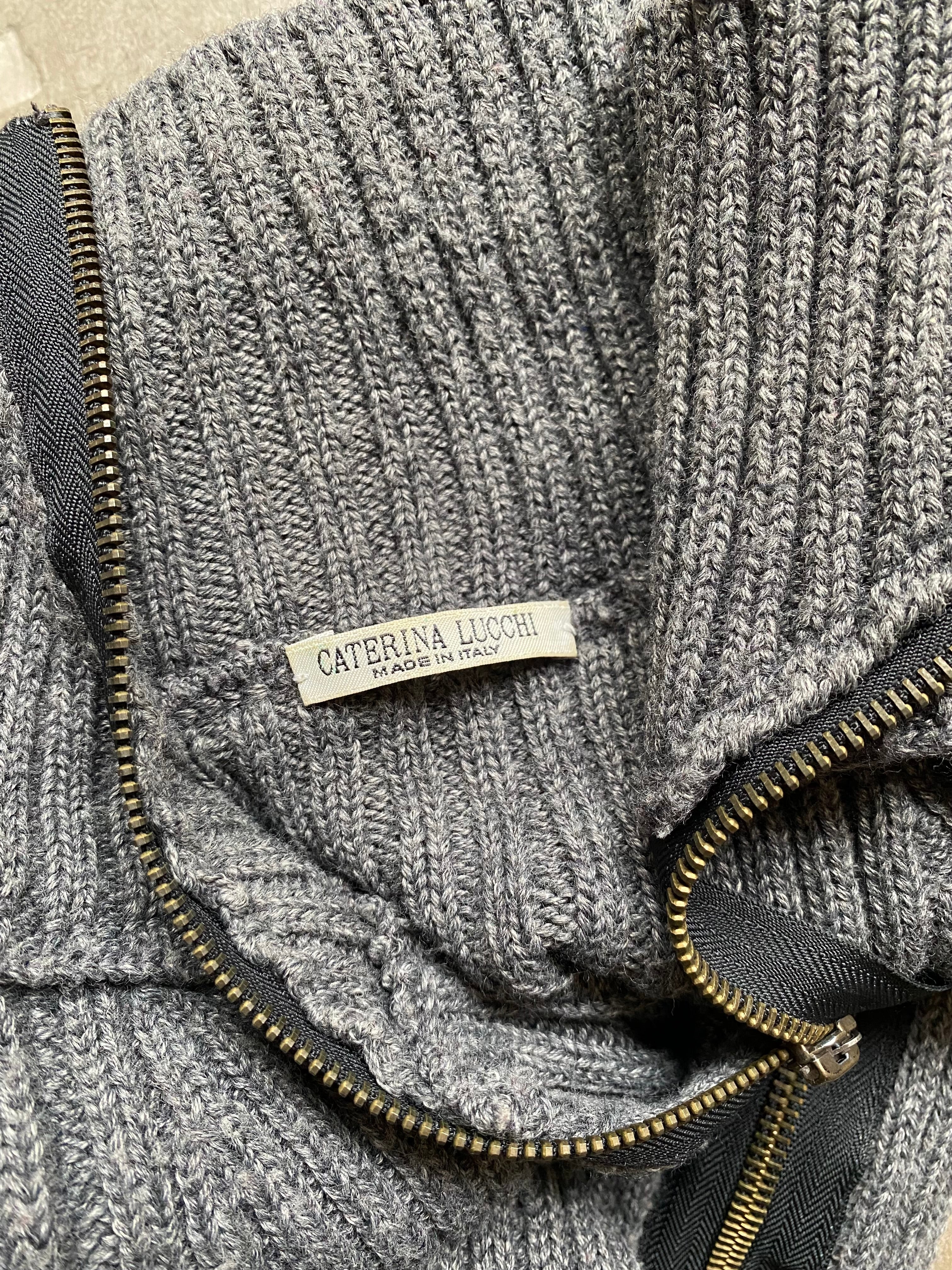 Wool blend zip up detail sweater