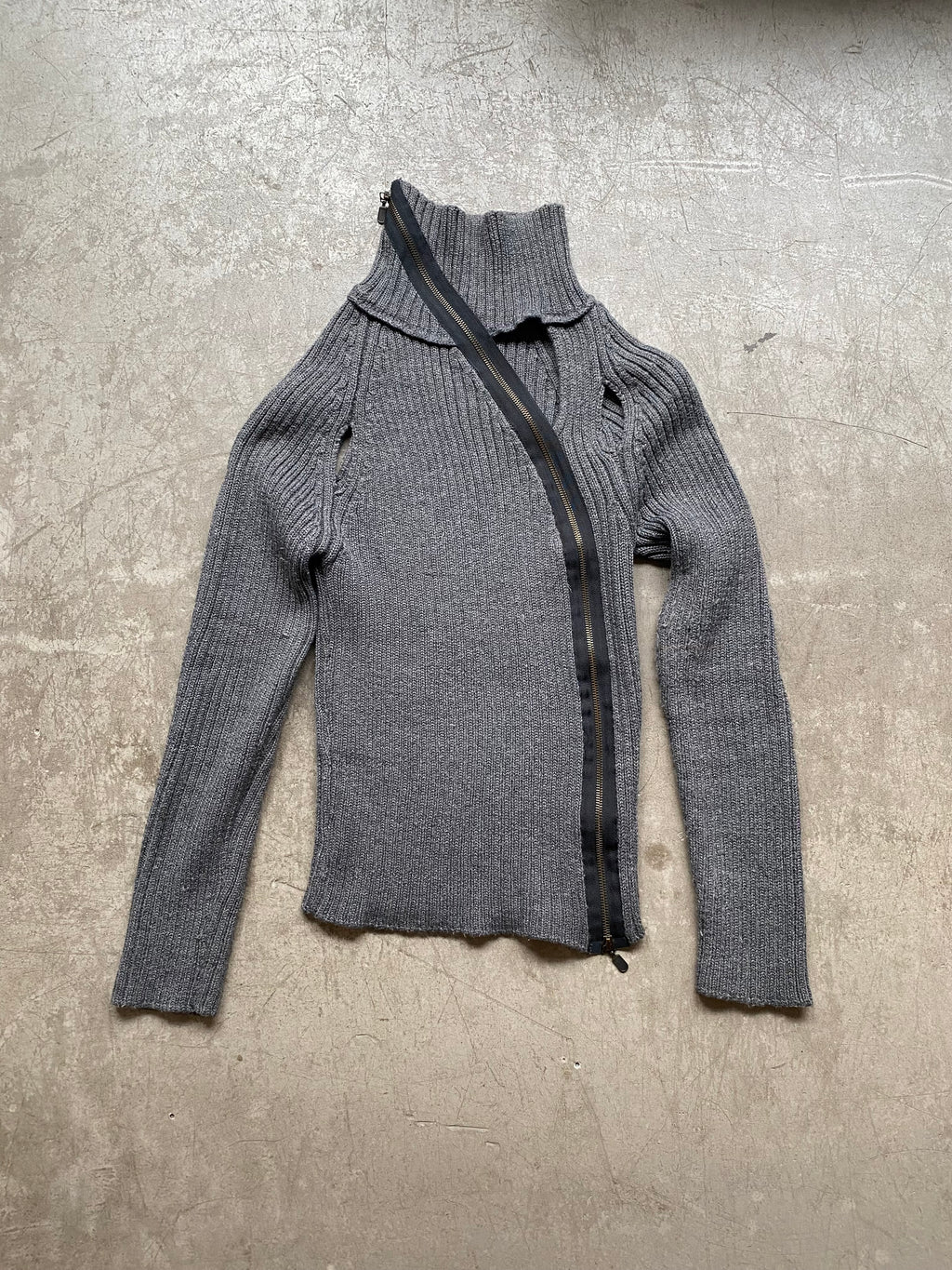 Wool blend zip up detail sweater