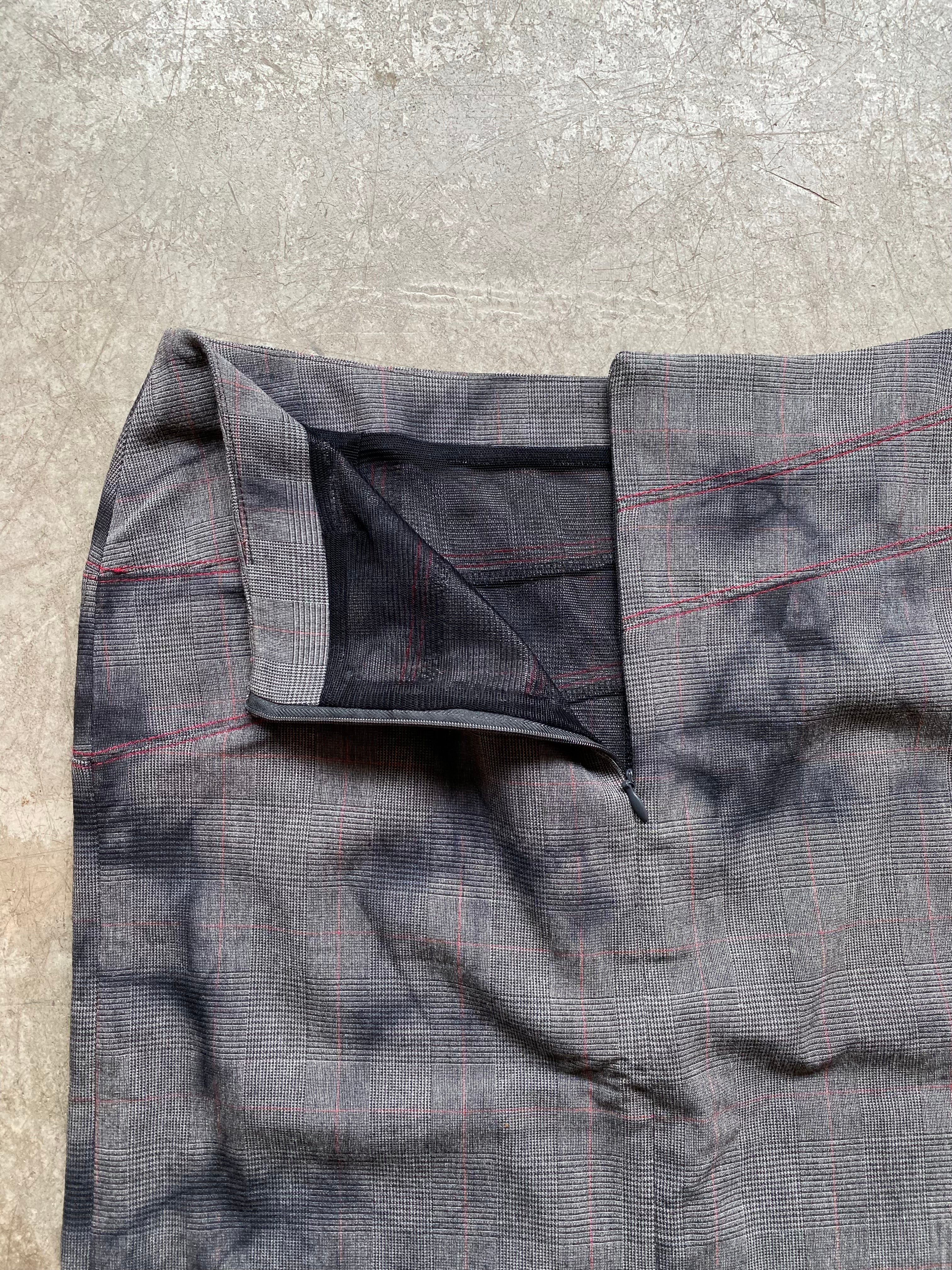 Grey checkered midi skirt