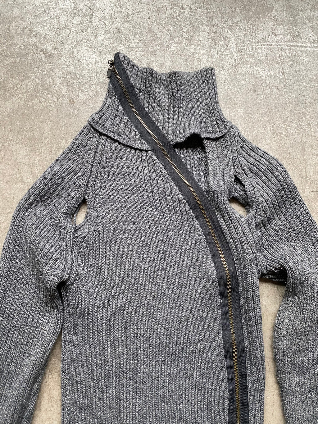 Wool blend zip up detail sweater