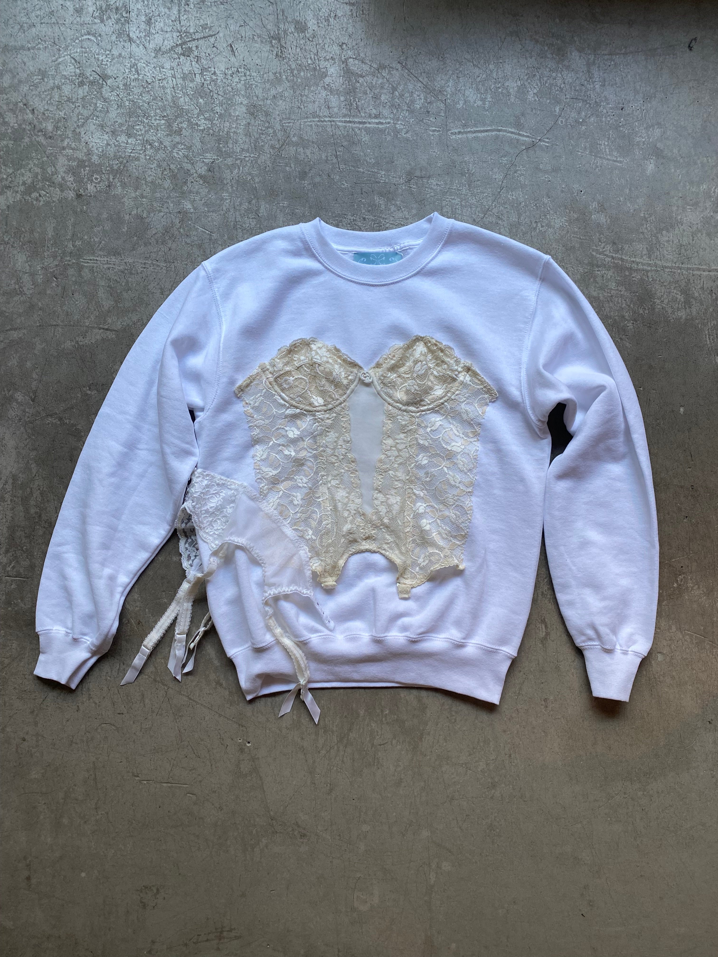 Upcycled white sweatshirt