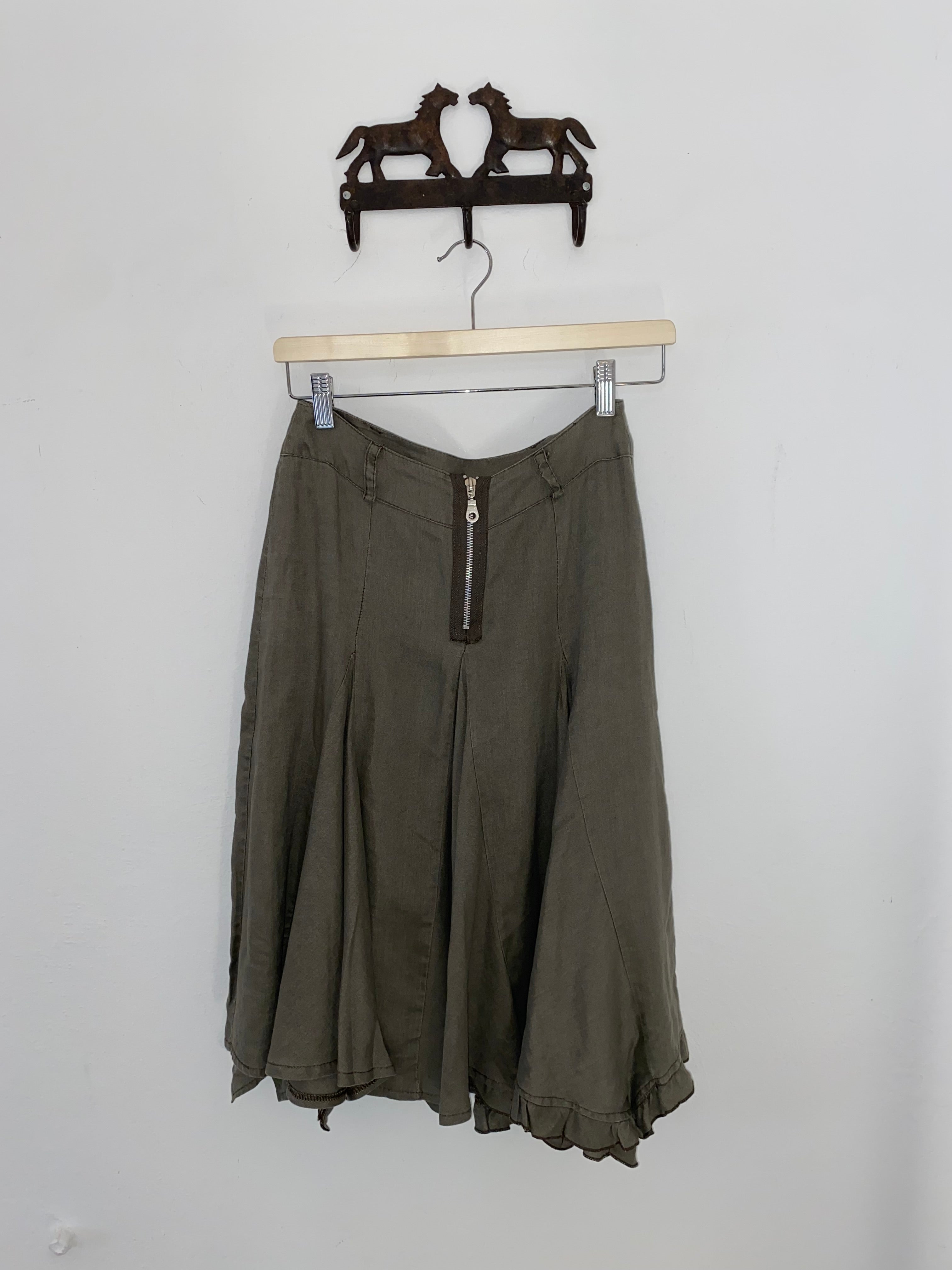 Khaki midi skirt