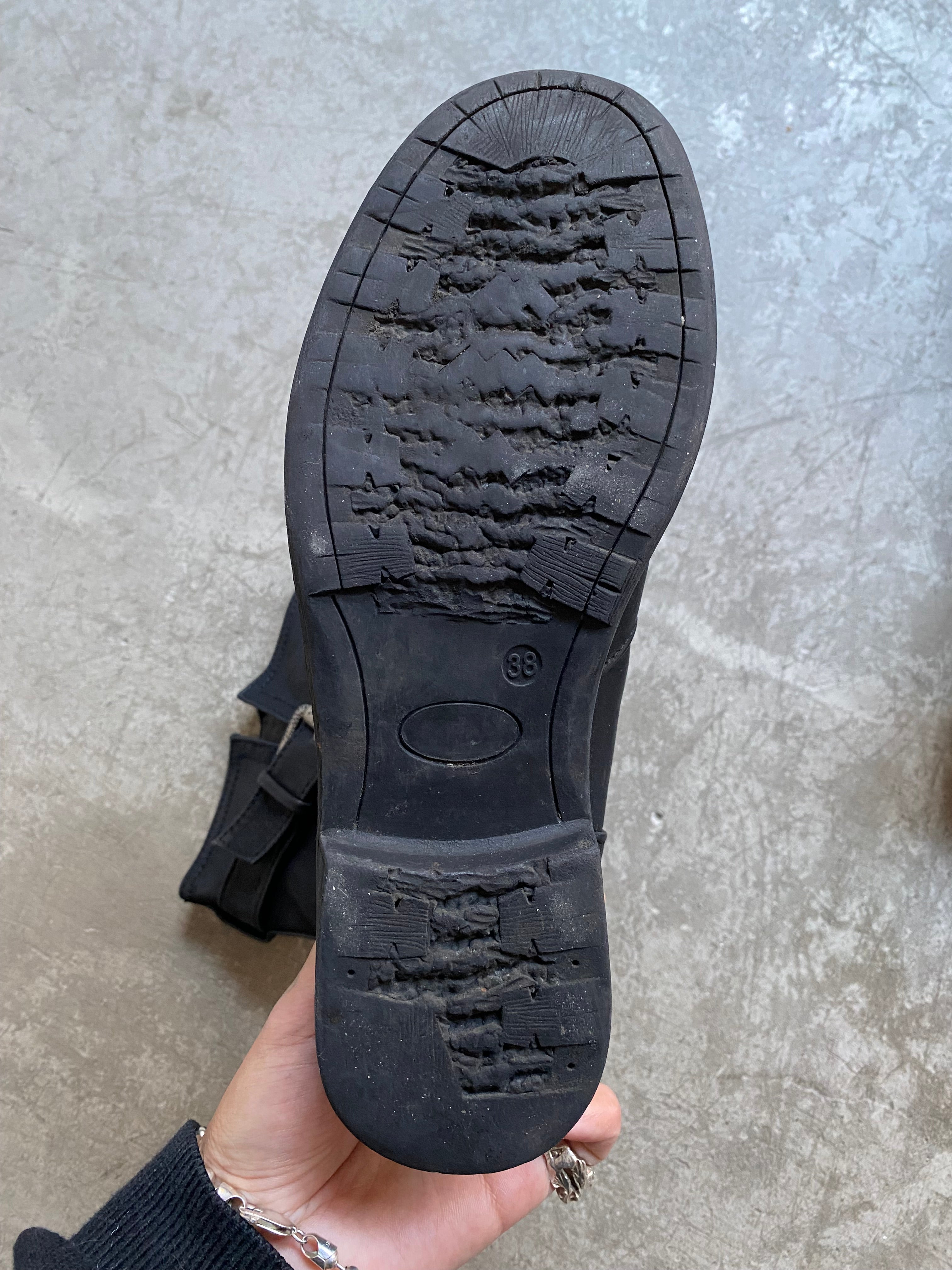 Vintage black faux leather boots size 38