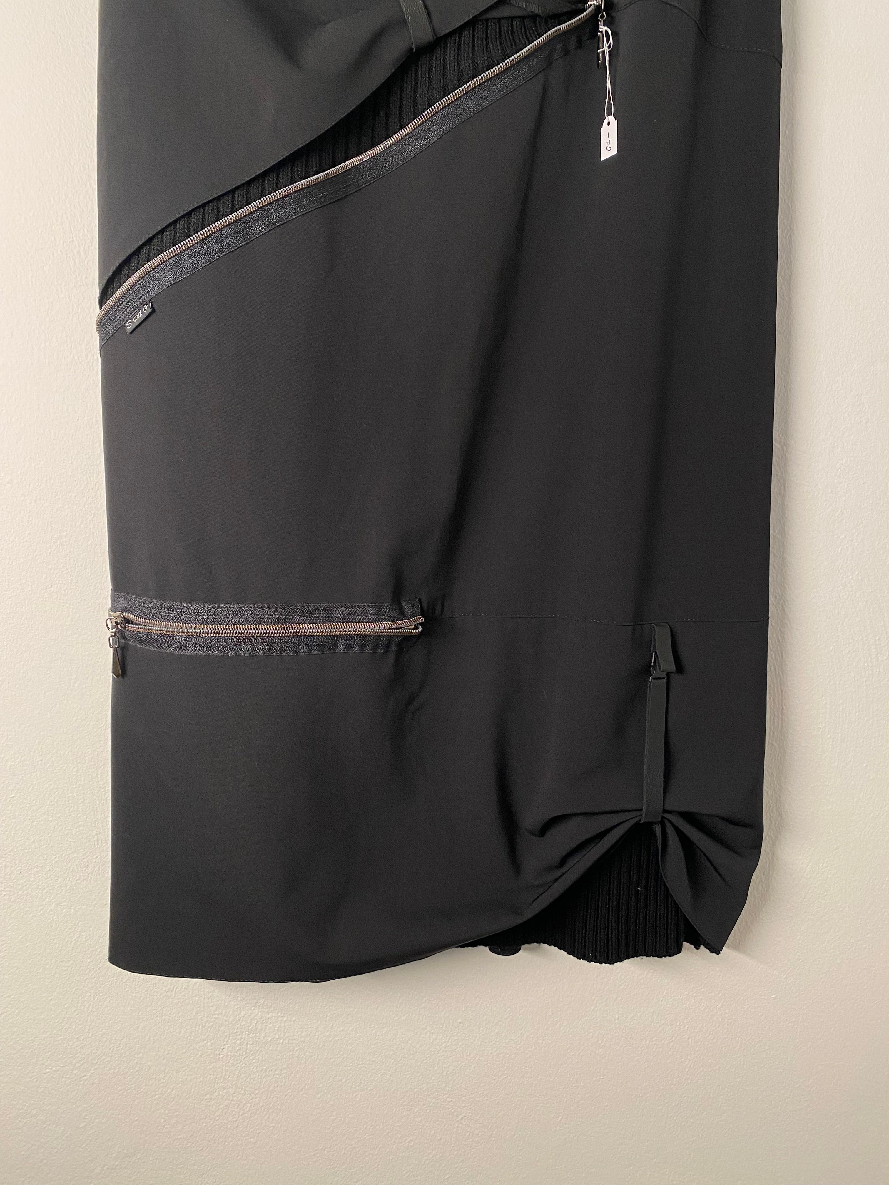 Black long skirt with zip details