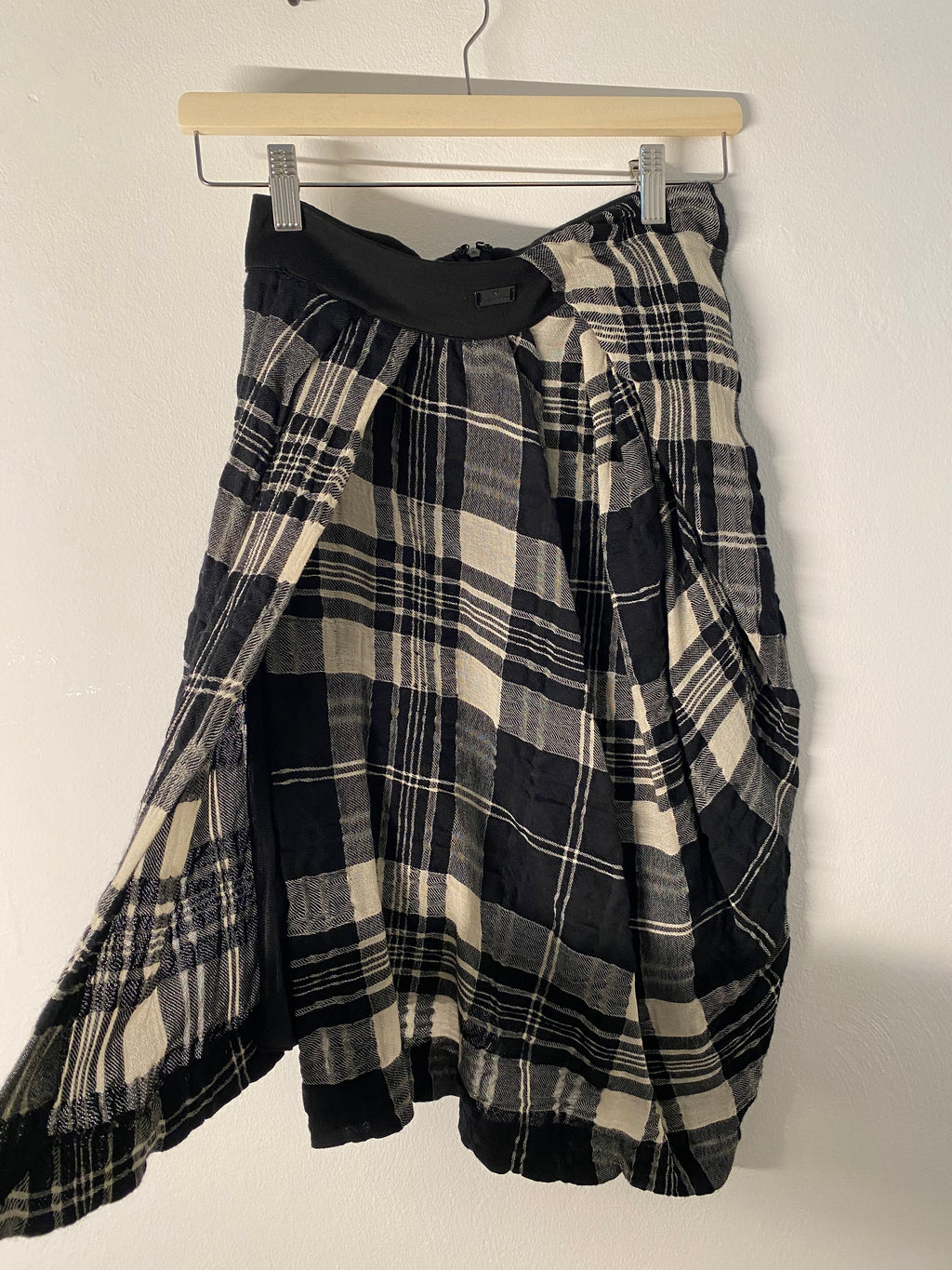 Black asymmetrical checkered skirt