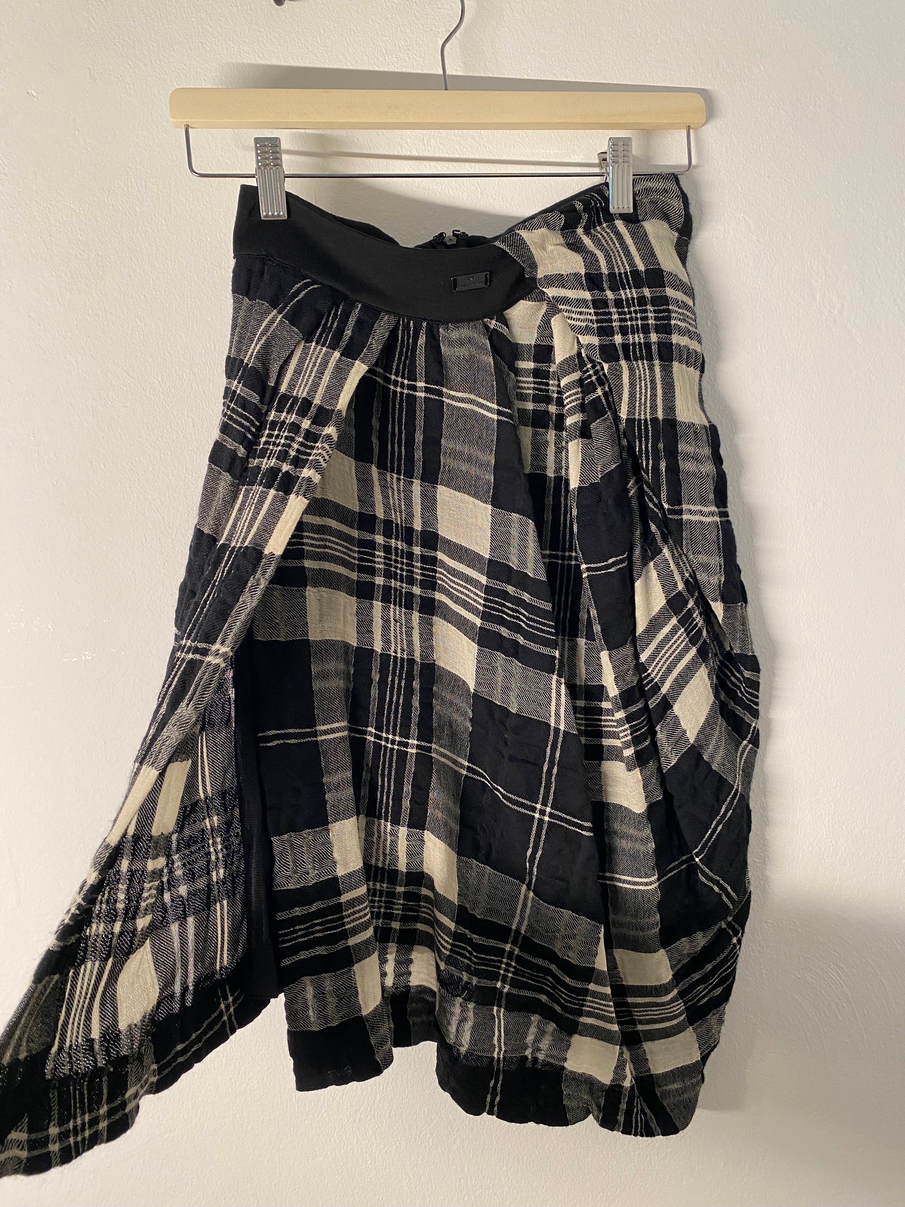 Black asymmetrical checkered skirt