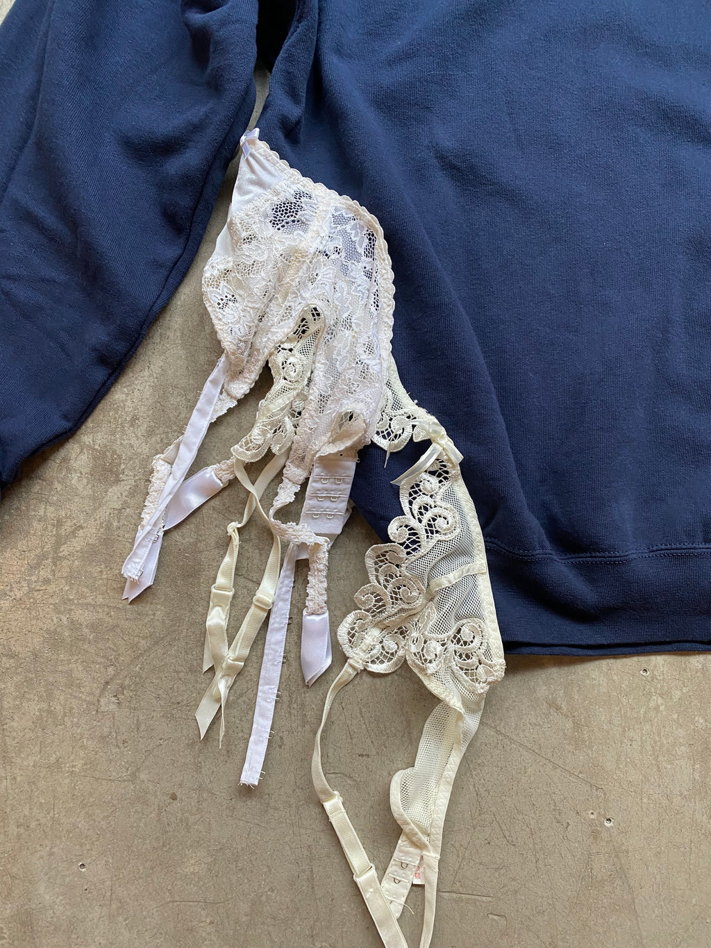 Upcycled navy sweatshirt