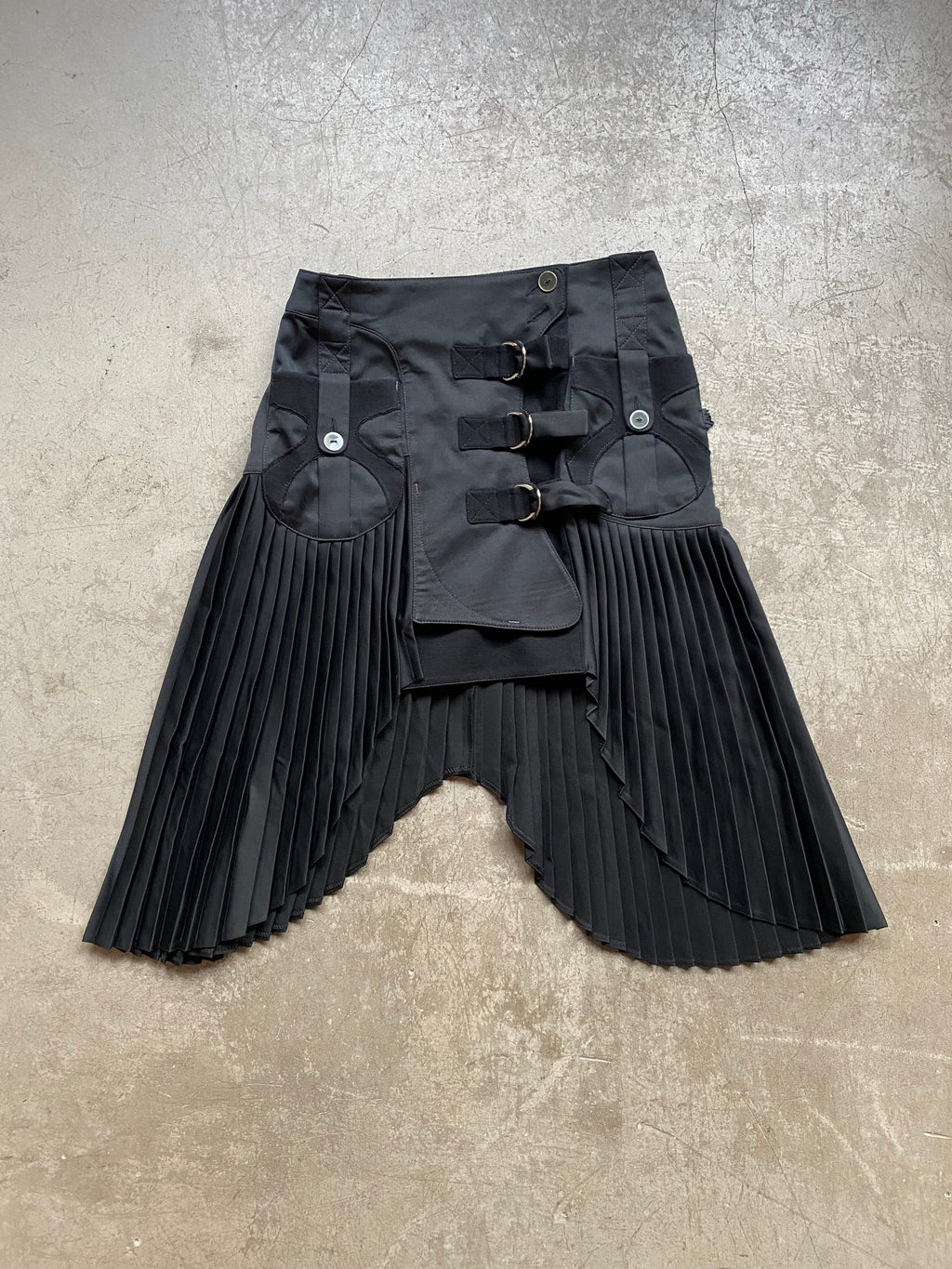 Wool blend pleated midi skirt