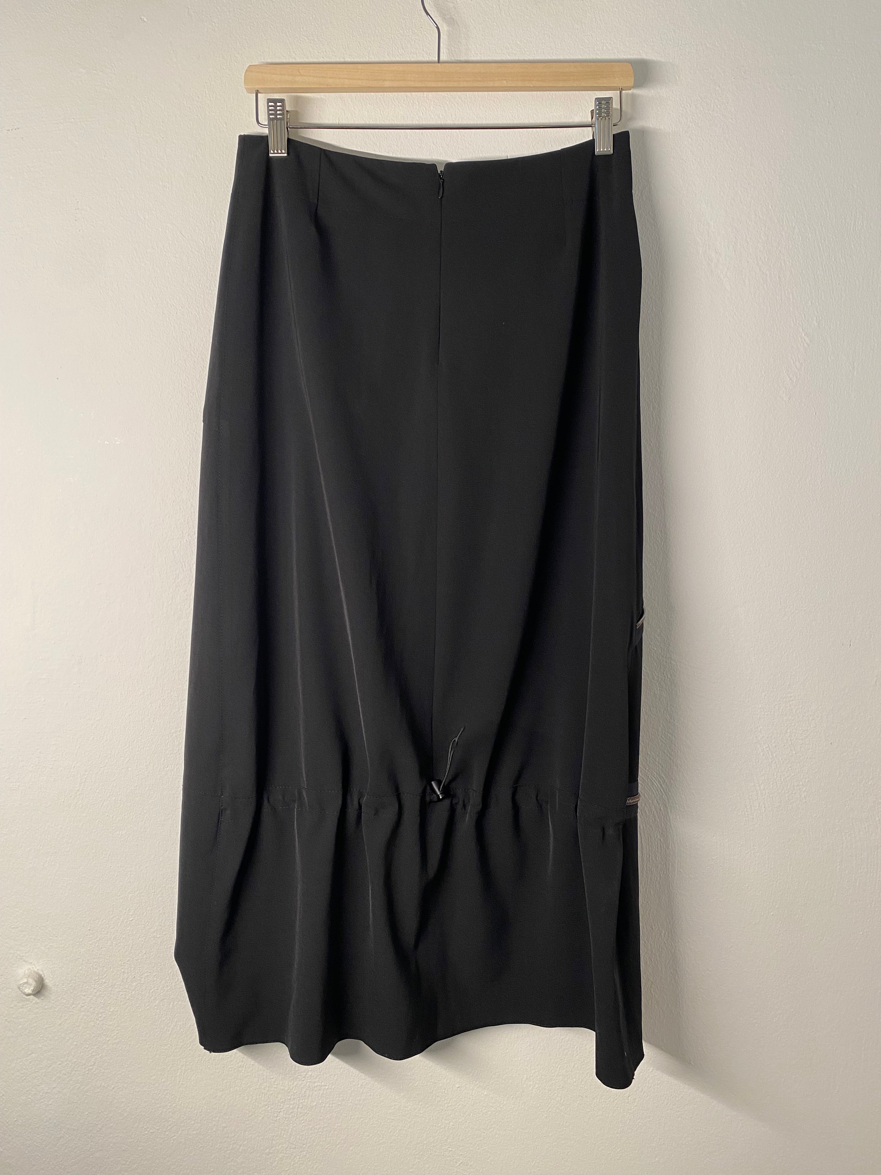 Black long skirt with zip details