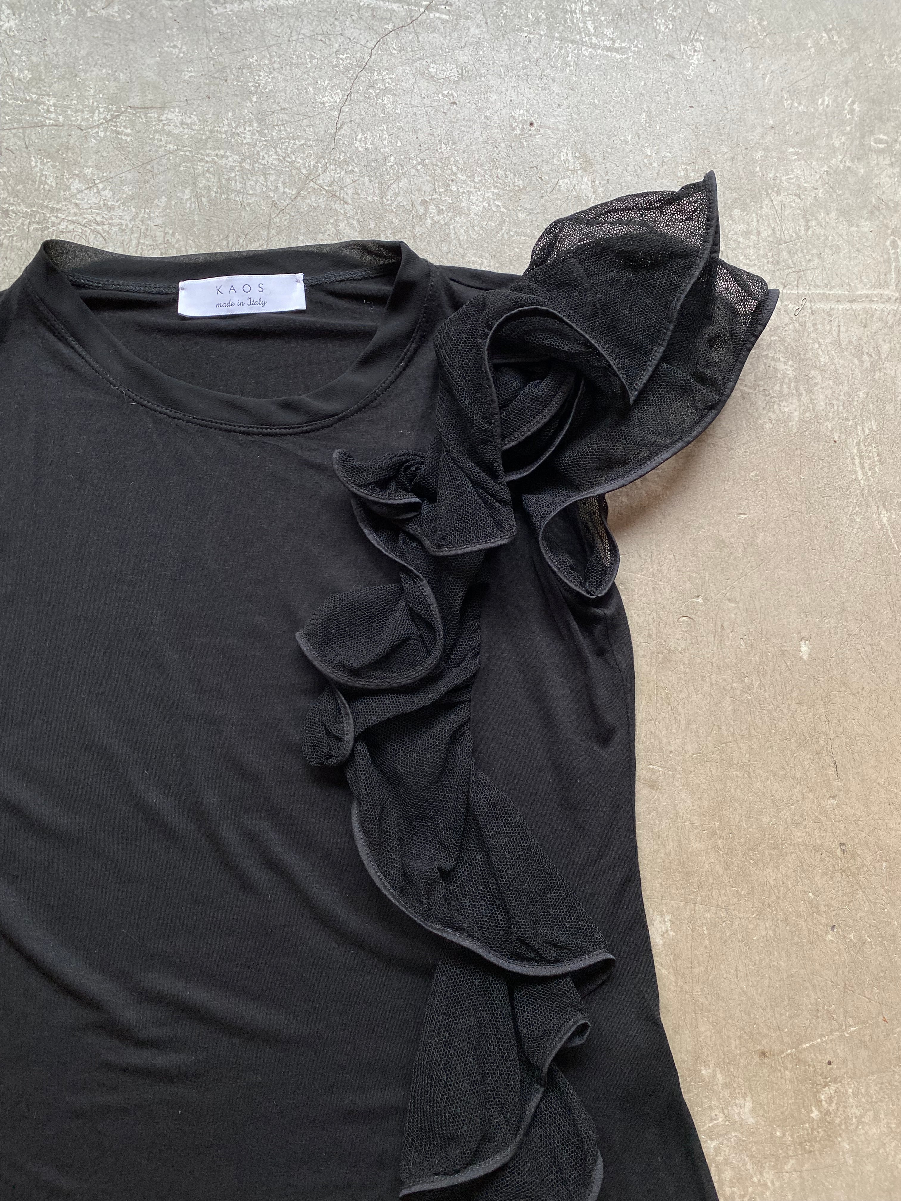 Black T-Shirt with ruffle details