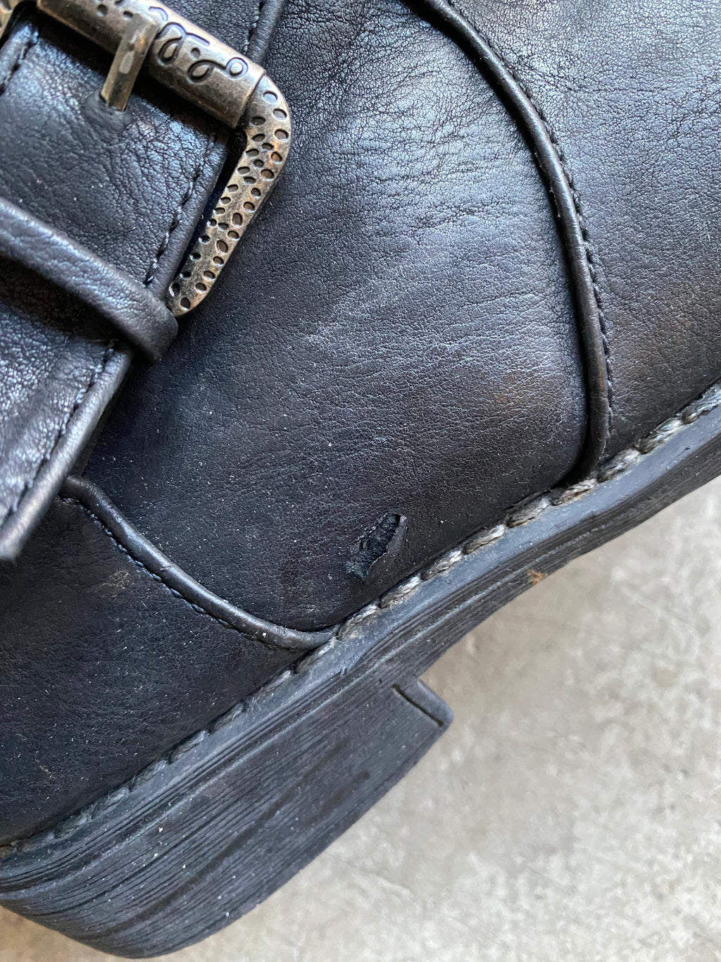 Vintage black faux leather boots size 38