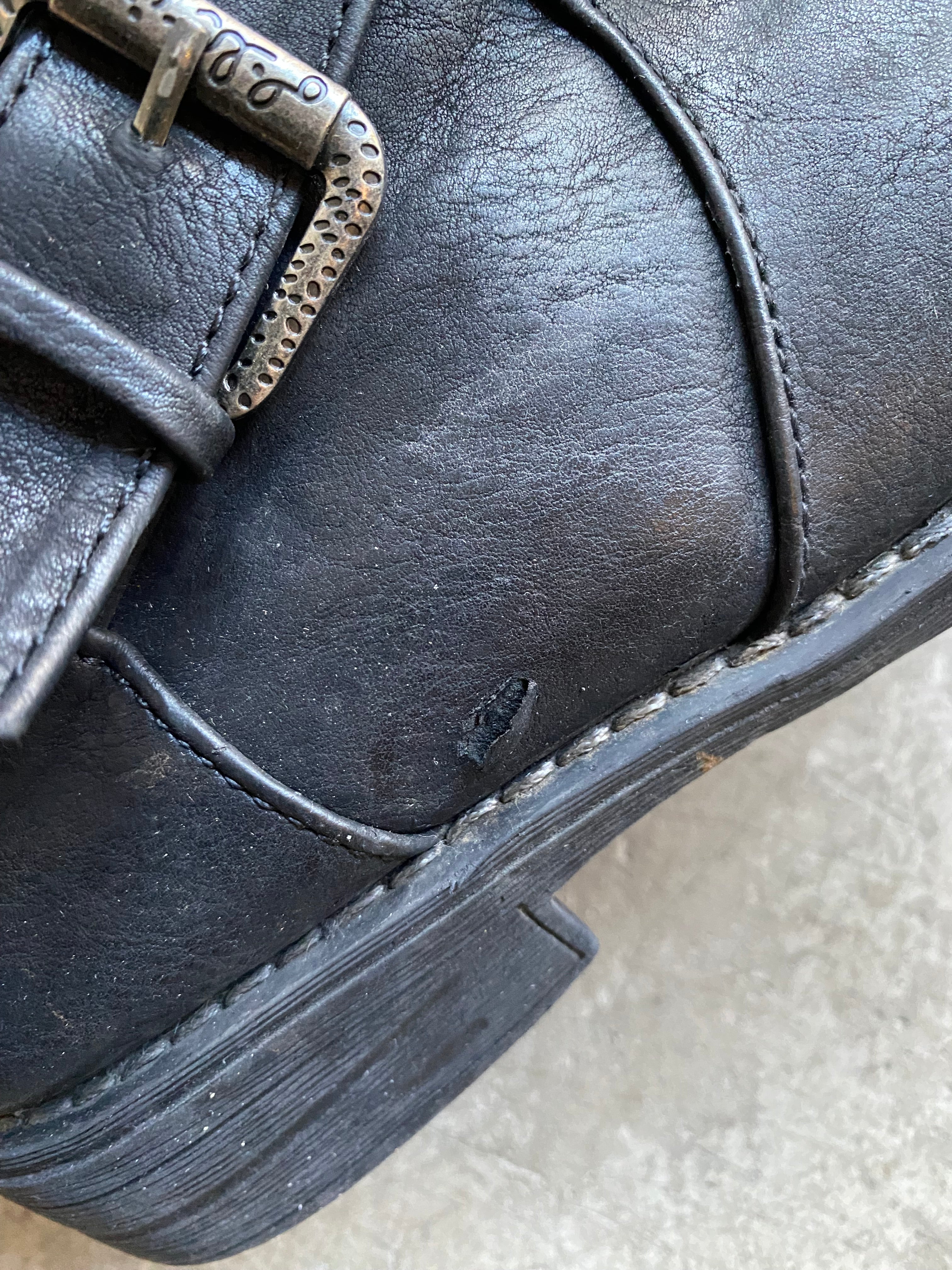 Vintage black faux leather boots size 38