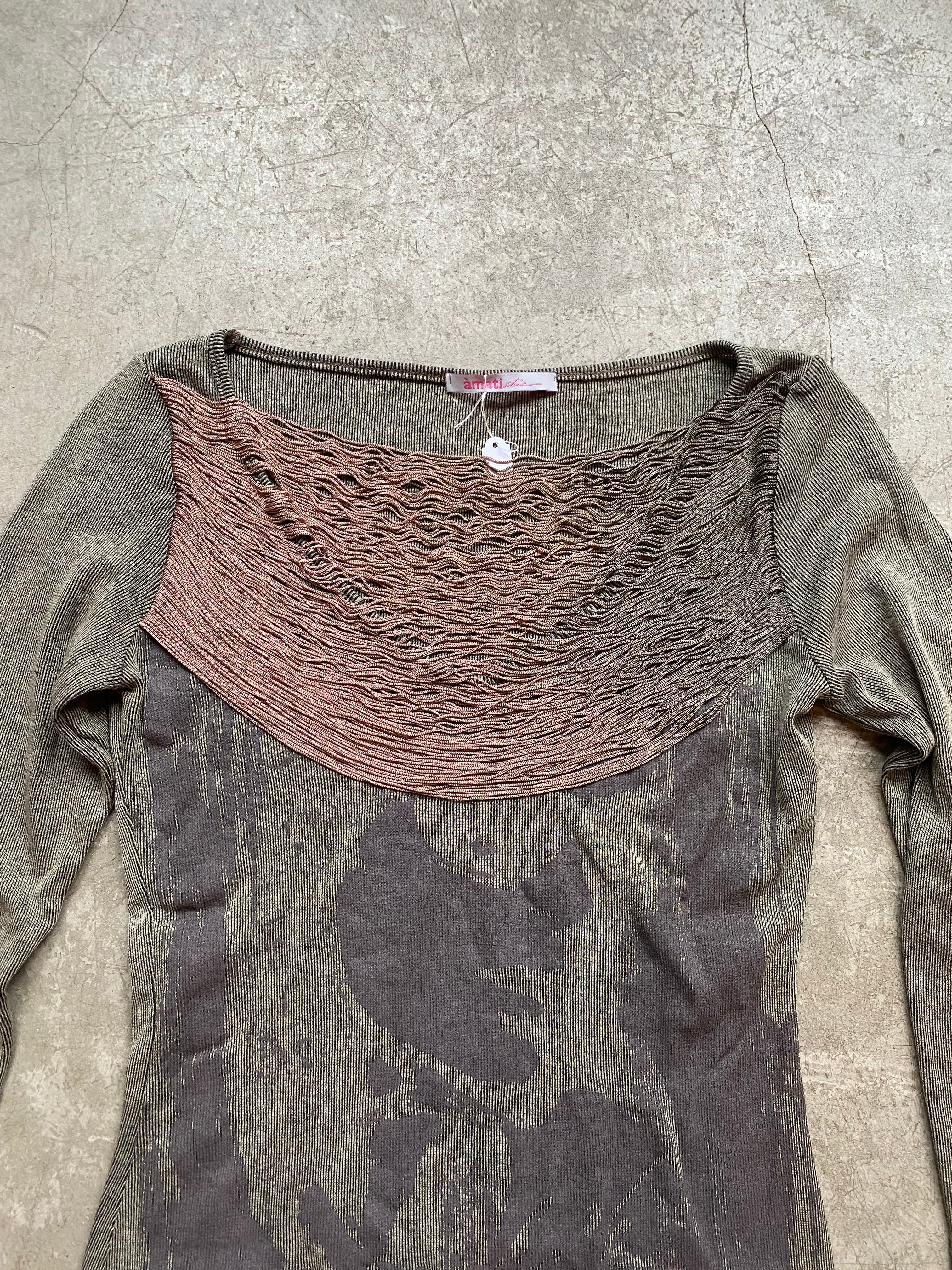 Long sleeve top with fringe