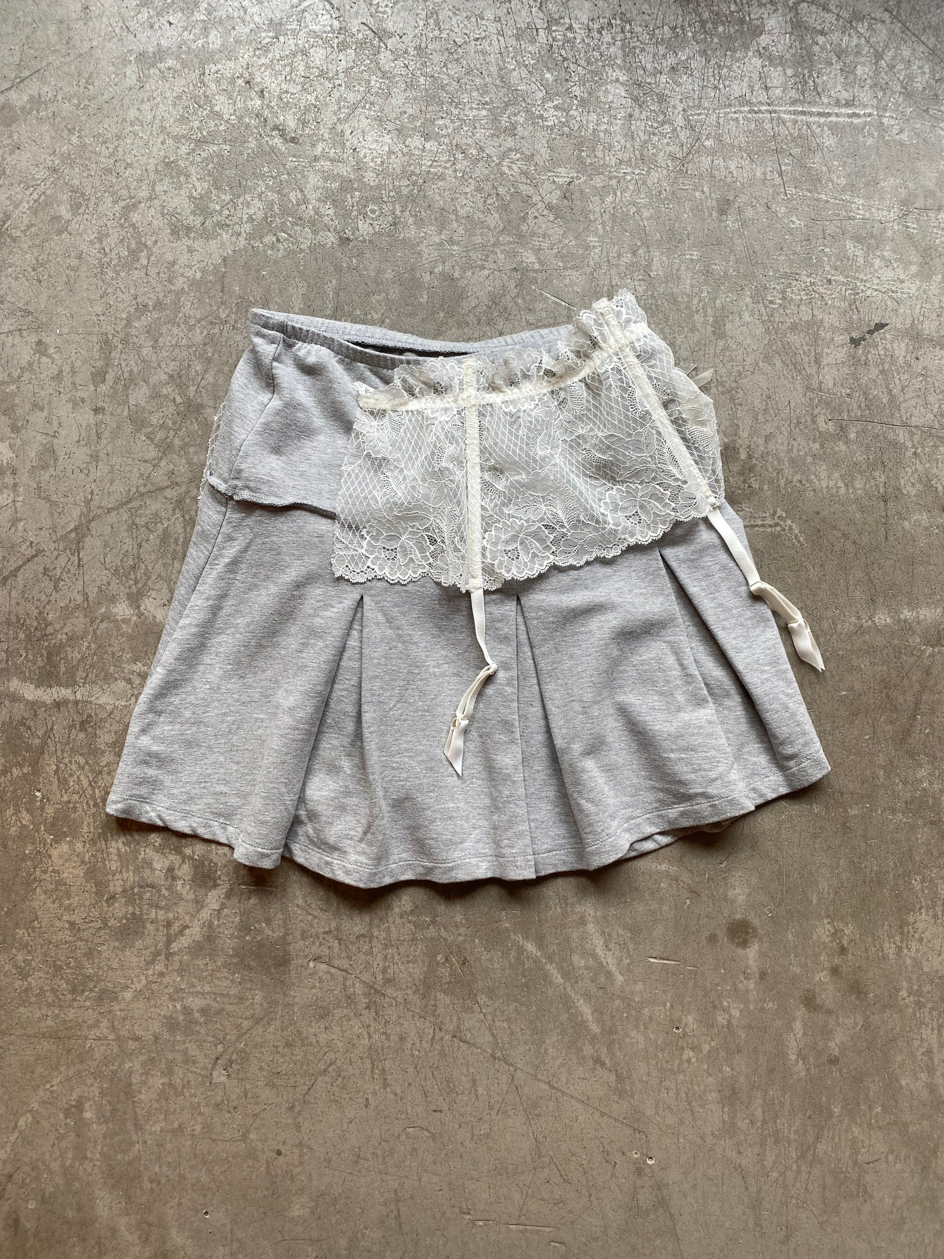 Upcycled grey mini skirt