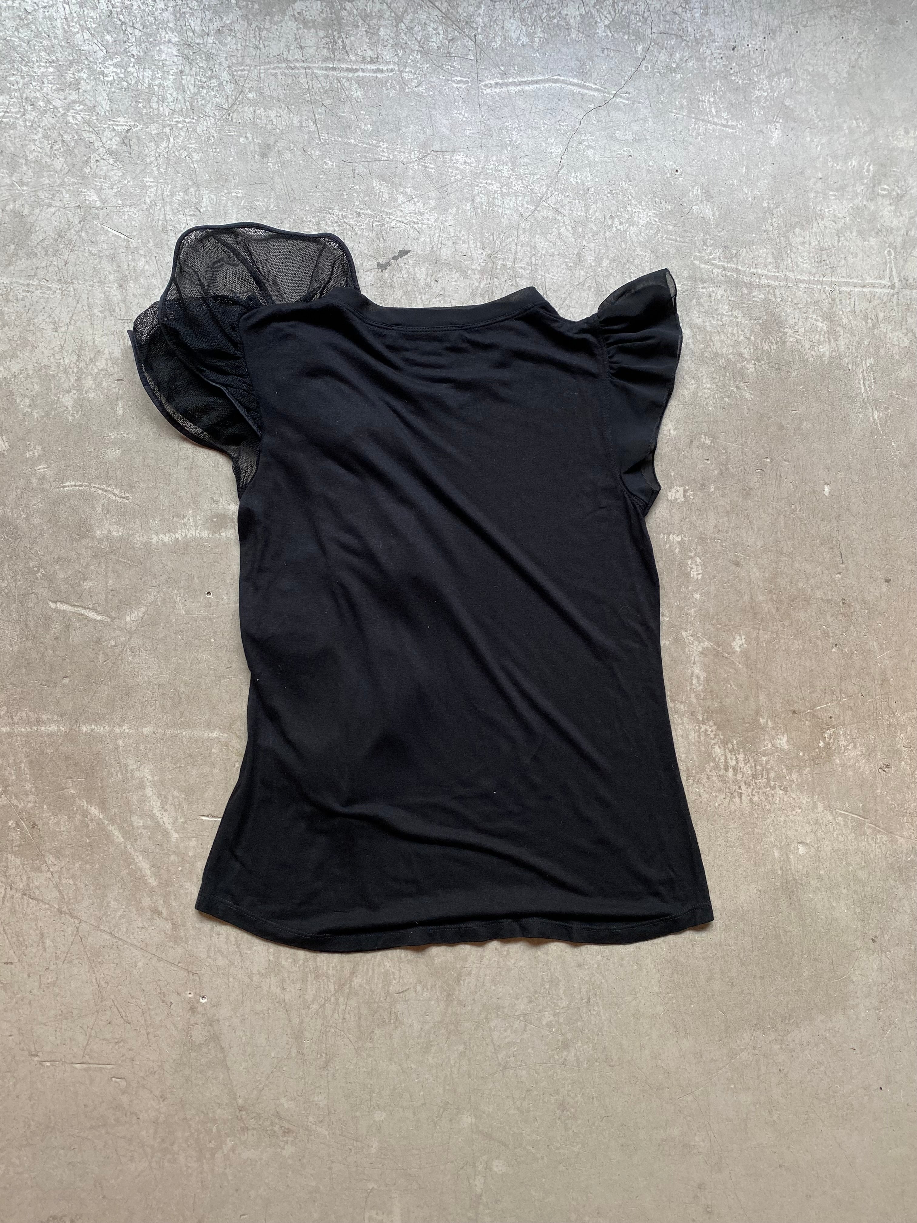 Black T-Shirt with ruffle details