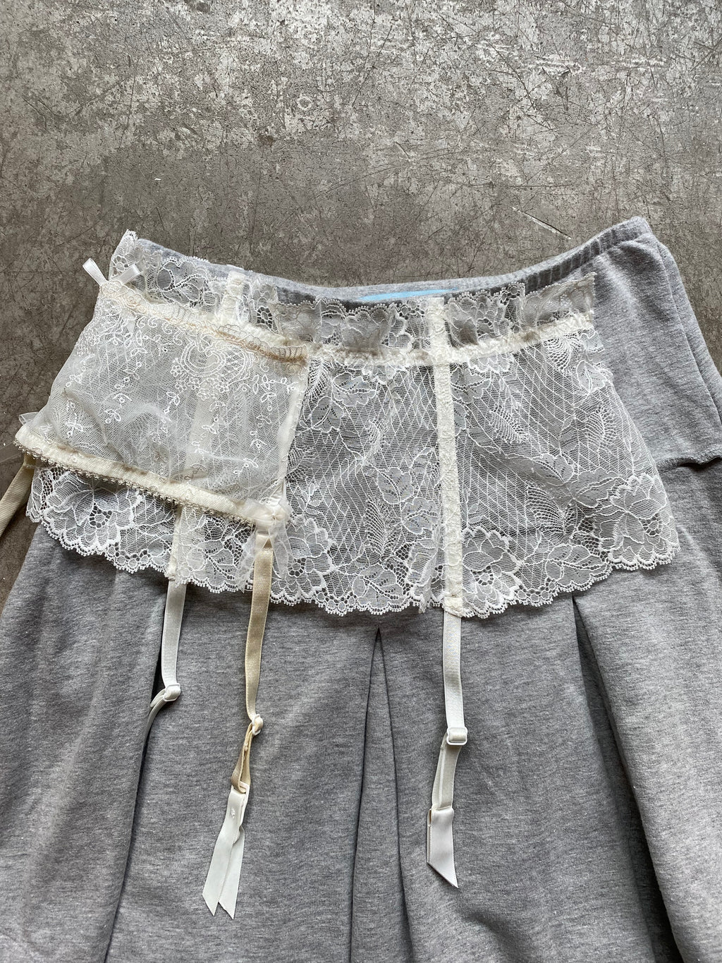 Upcycled grey mini skirt