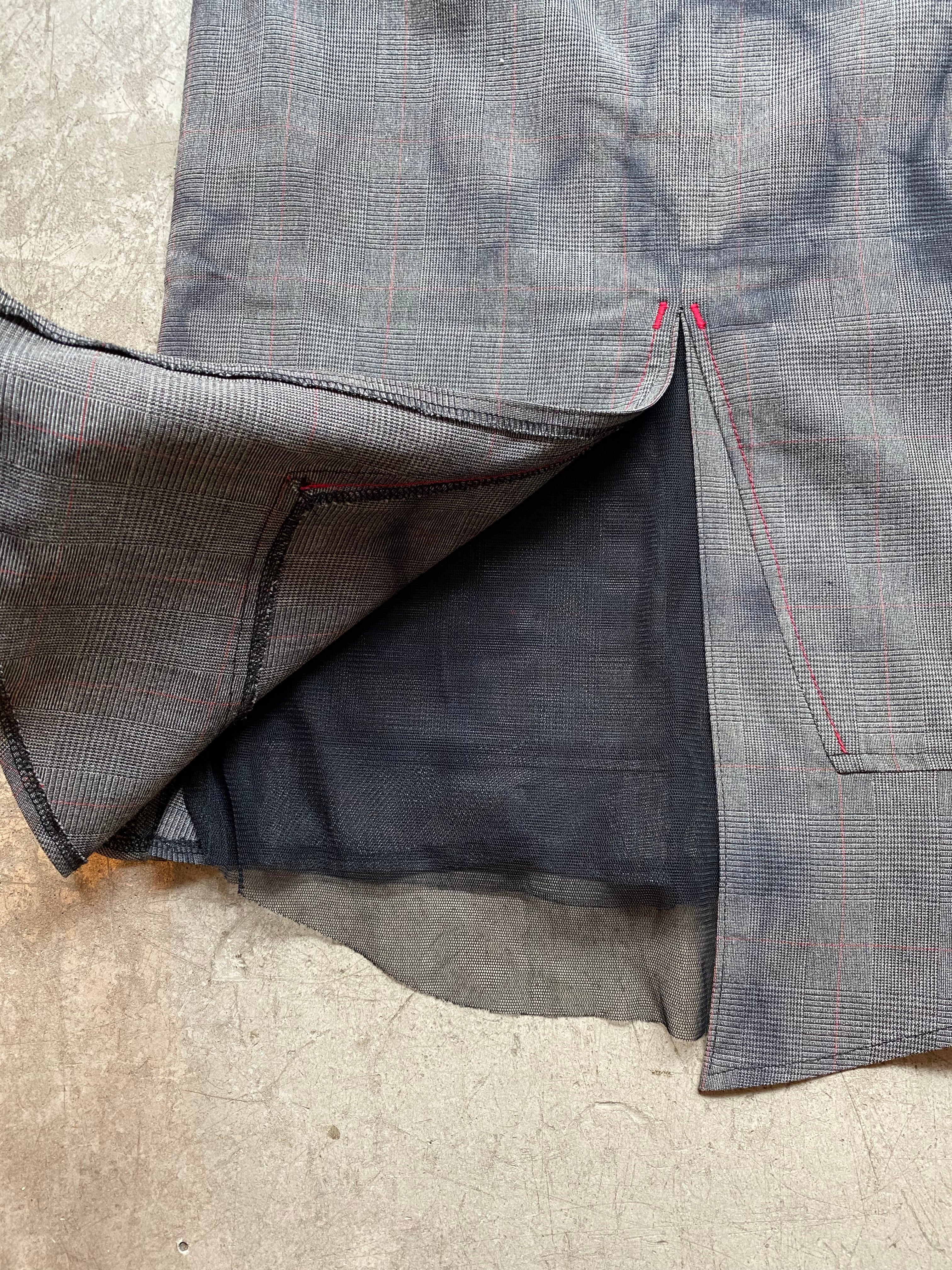 Grey checkered midi skirt