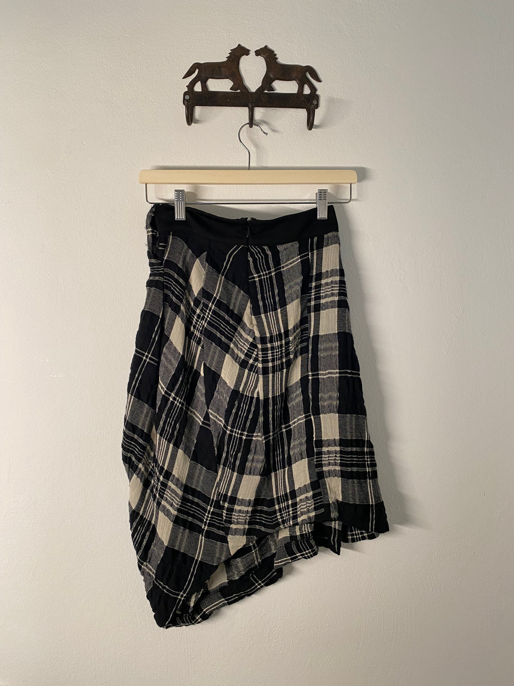 Black asymmetrical checkered skirt