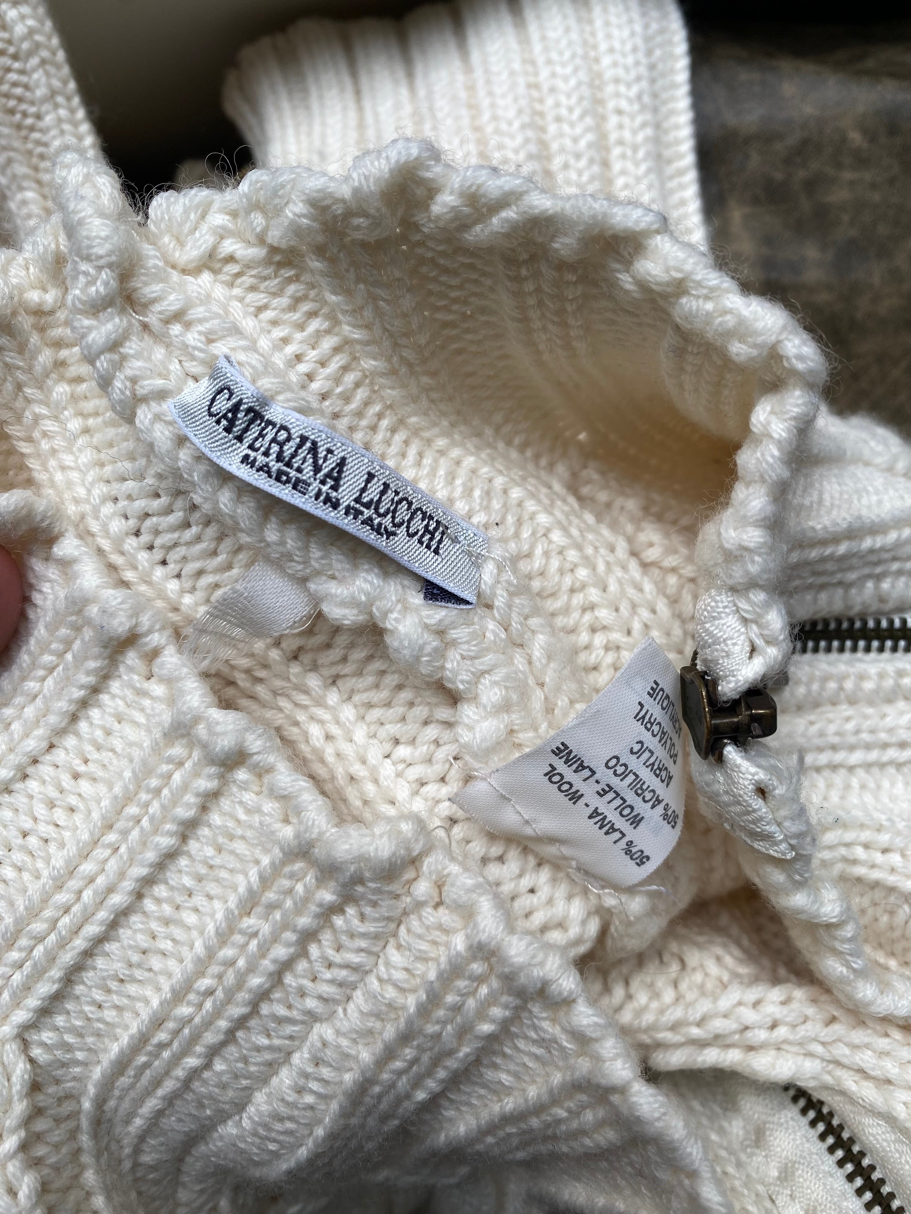 Wool blend zip up detail sweater