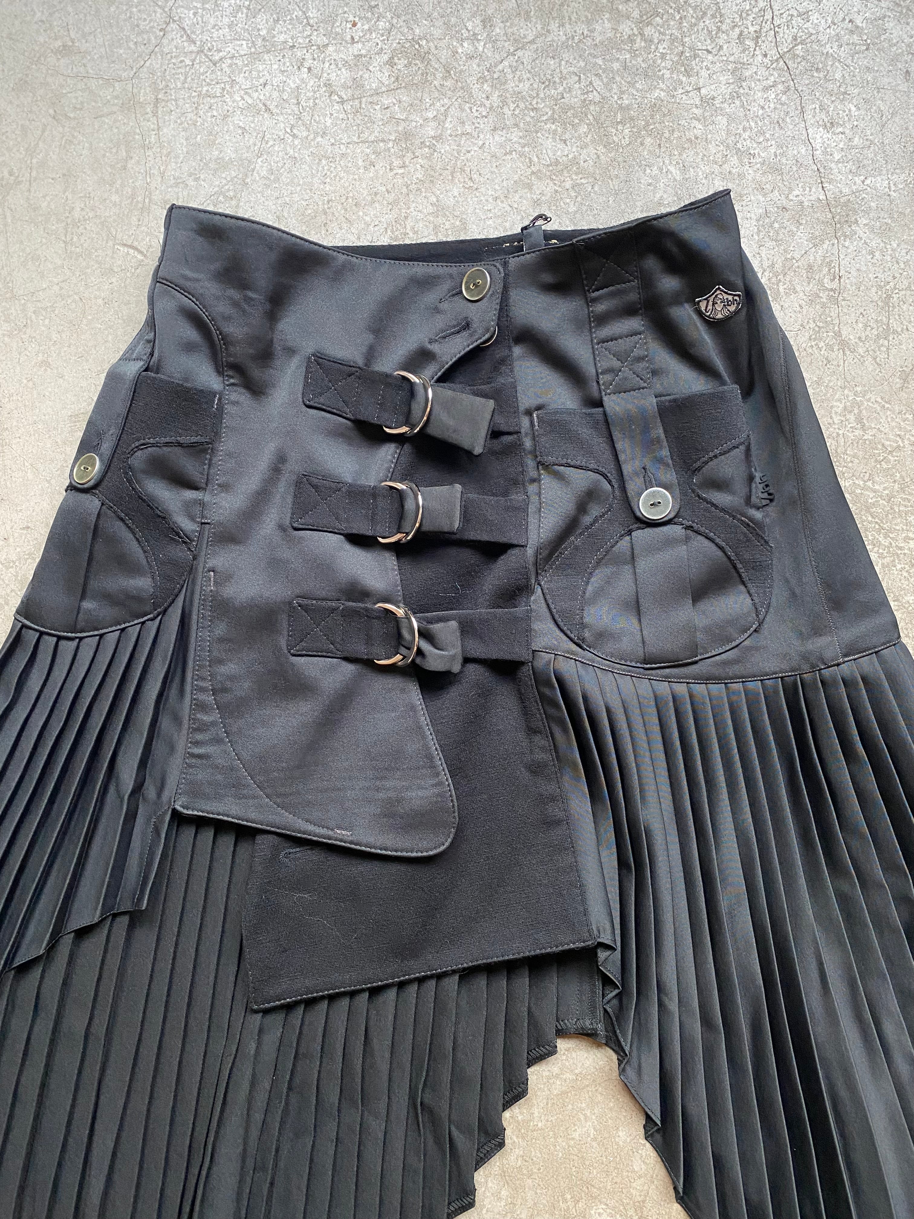 Wool blend pleated midi skirt