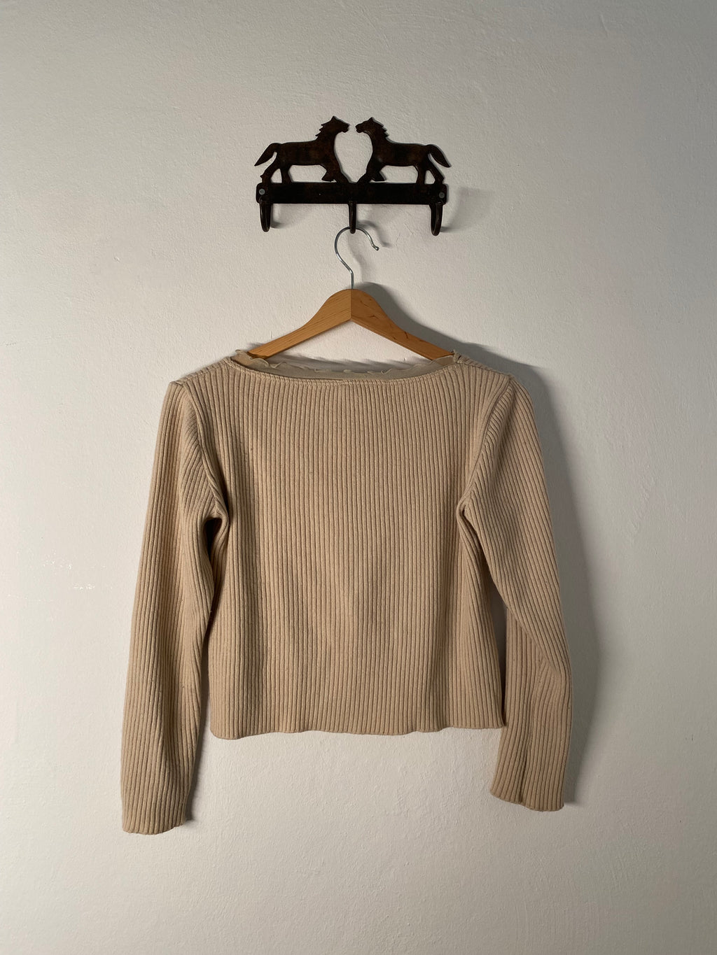 Beige wool blend top