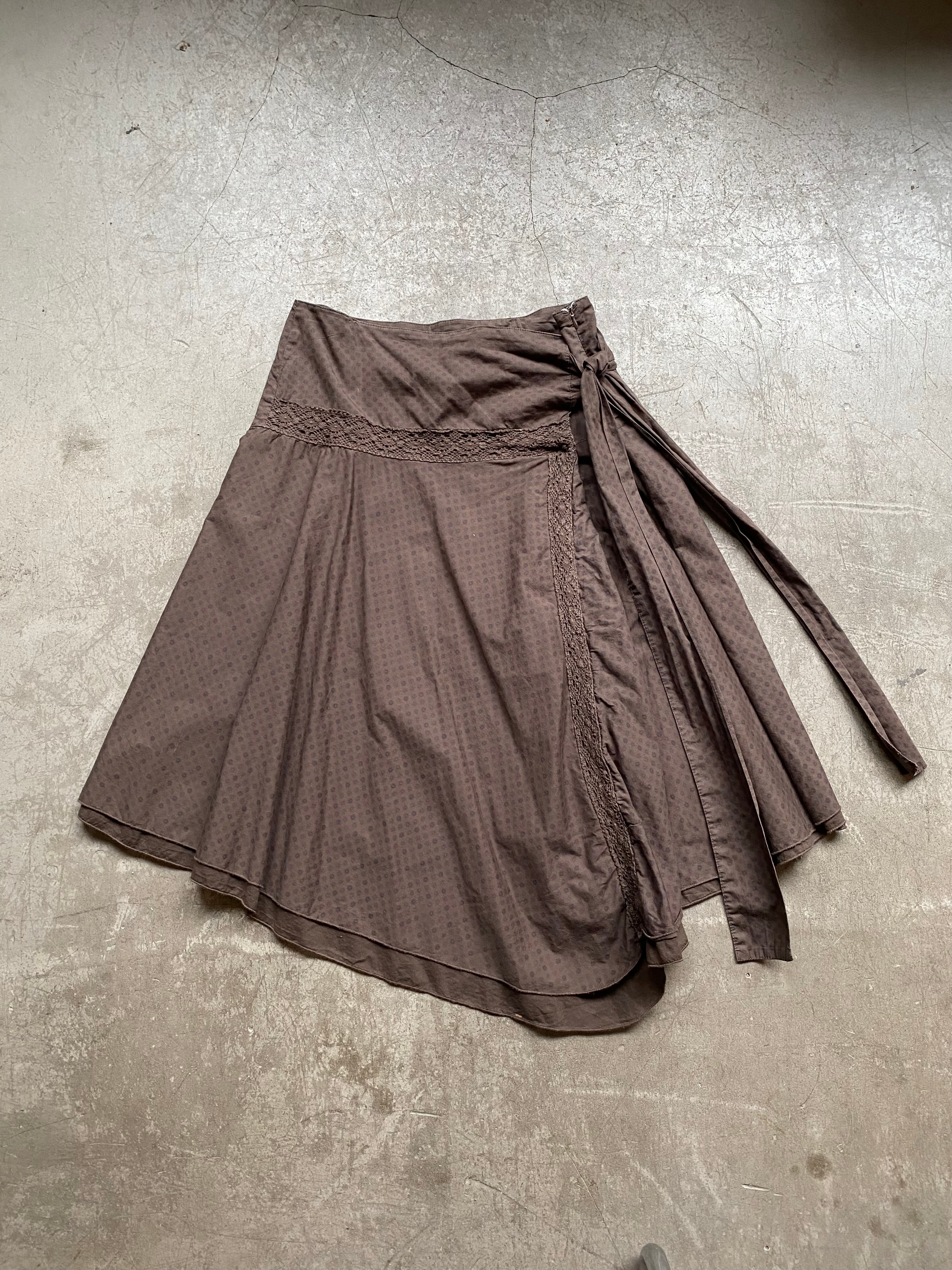 Brown cotton midi skirt