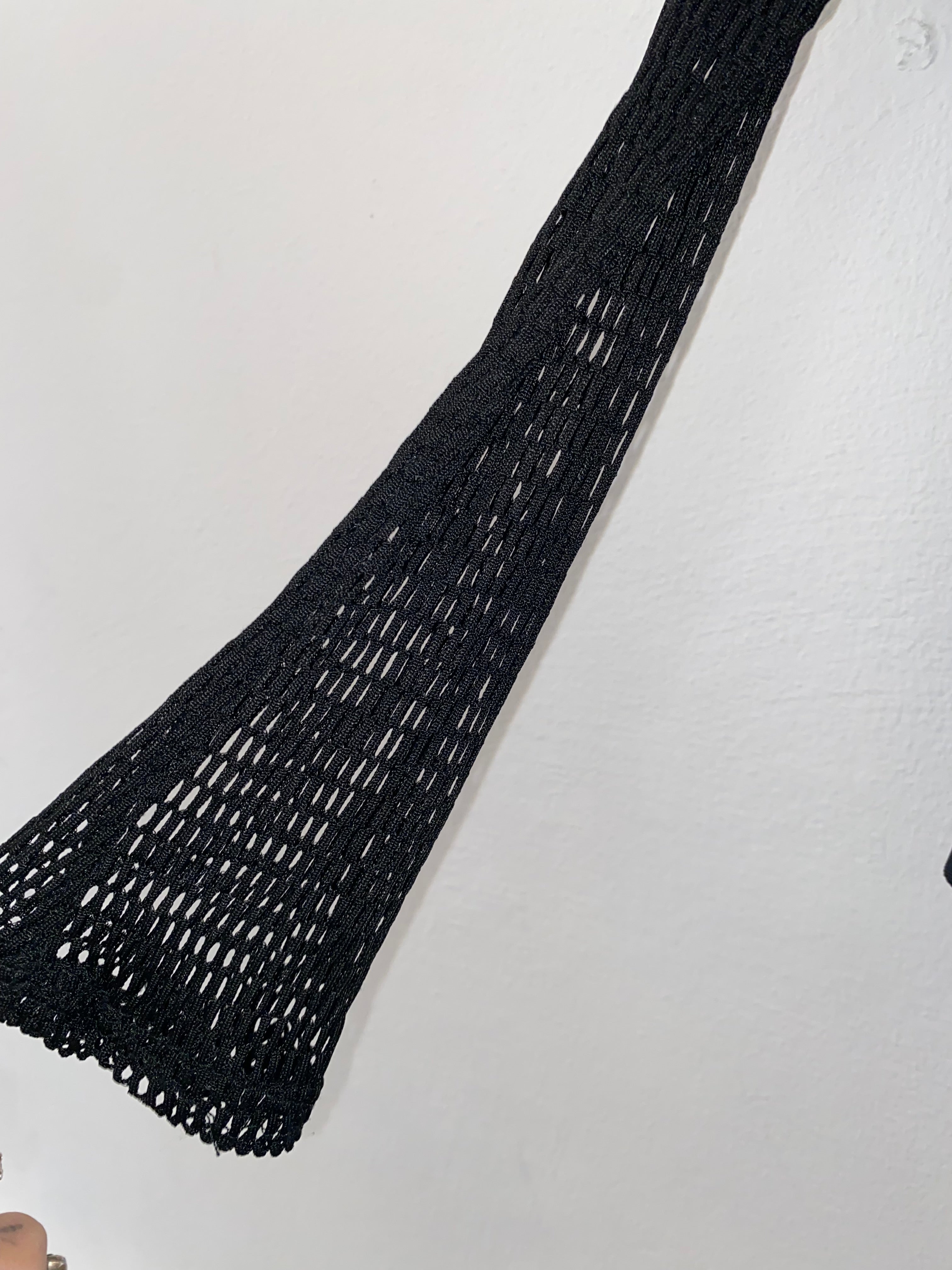 Black off the shoulder top with mesh sleeves