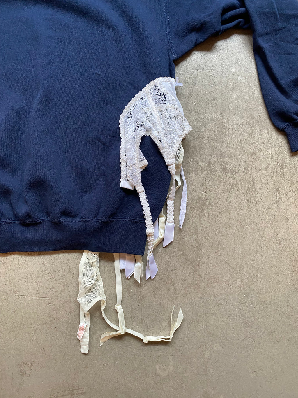 Upcycled navy sweatshirt