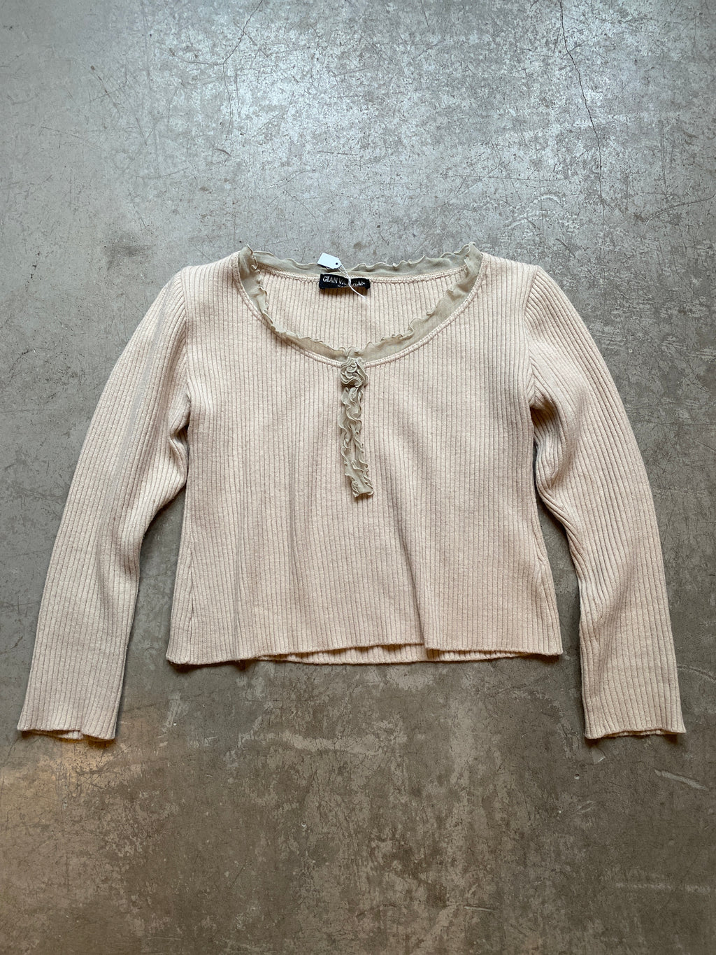 Beige wool blend top