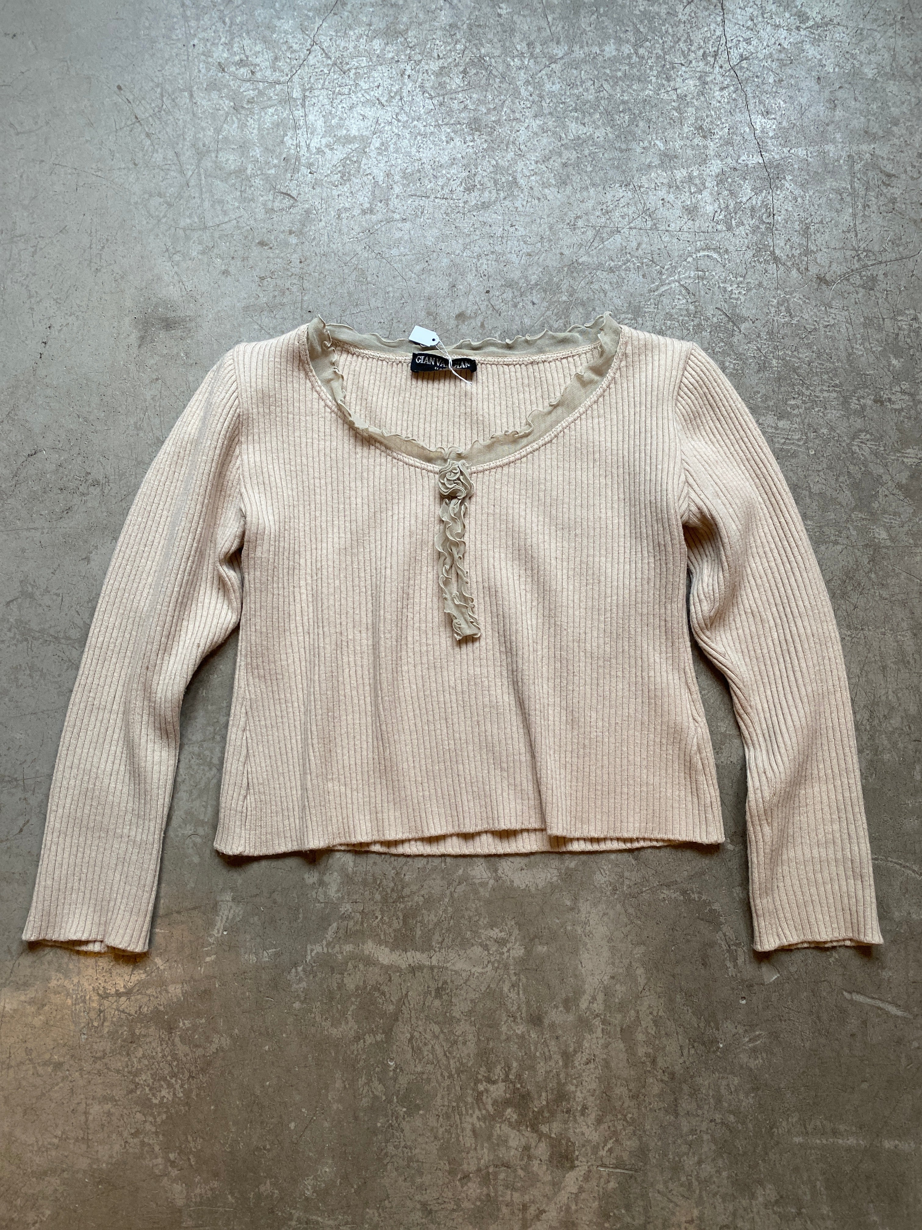 Beige wool blend top