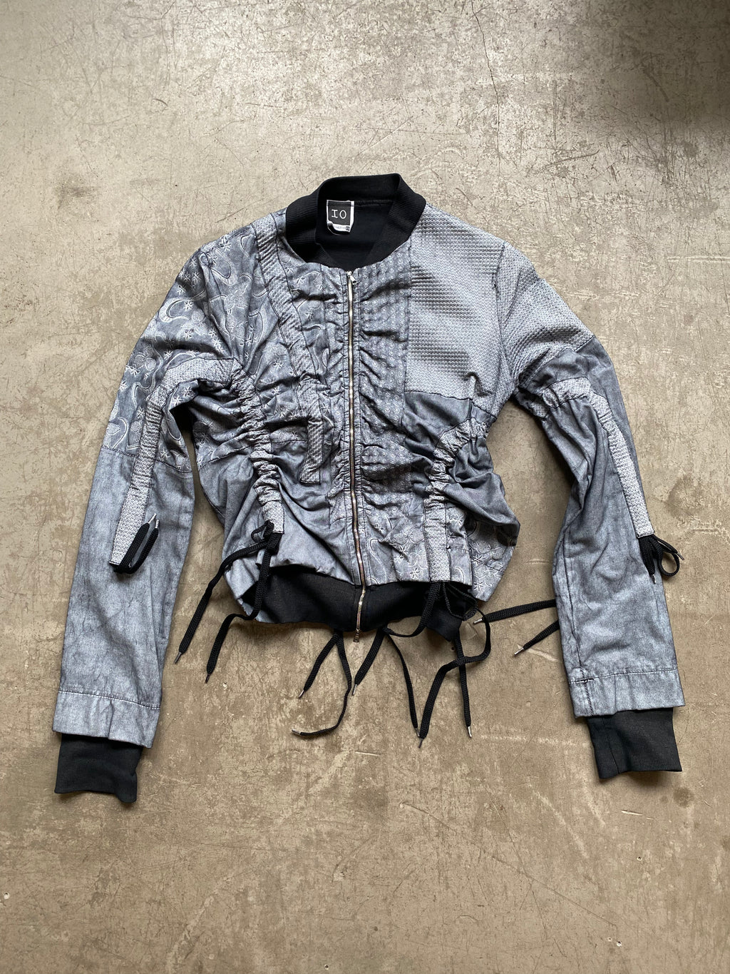 Grey drawstring ruched jacket