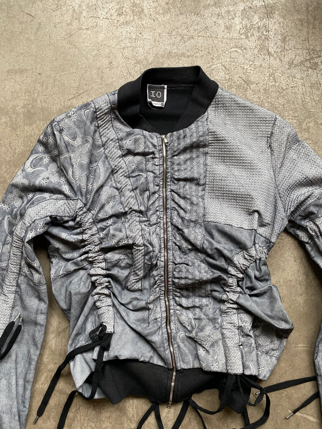 Grey drawstring ruched jacket