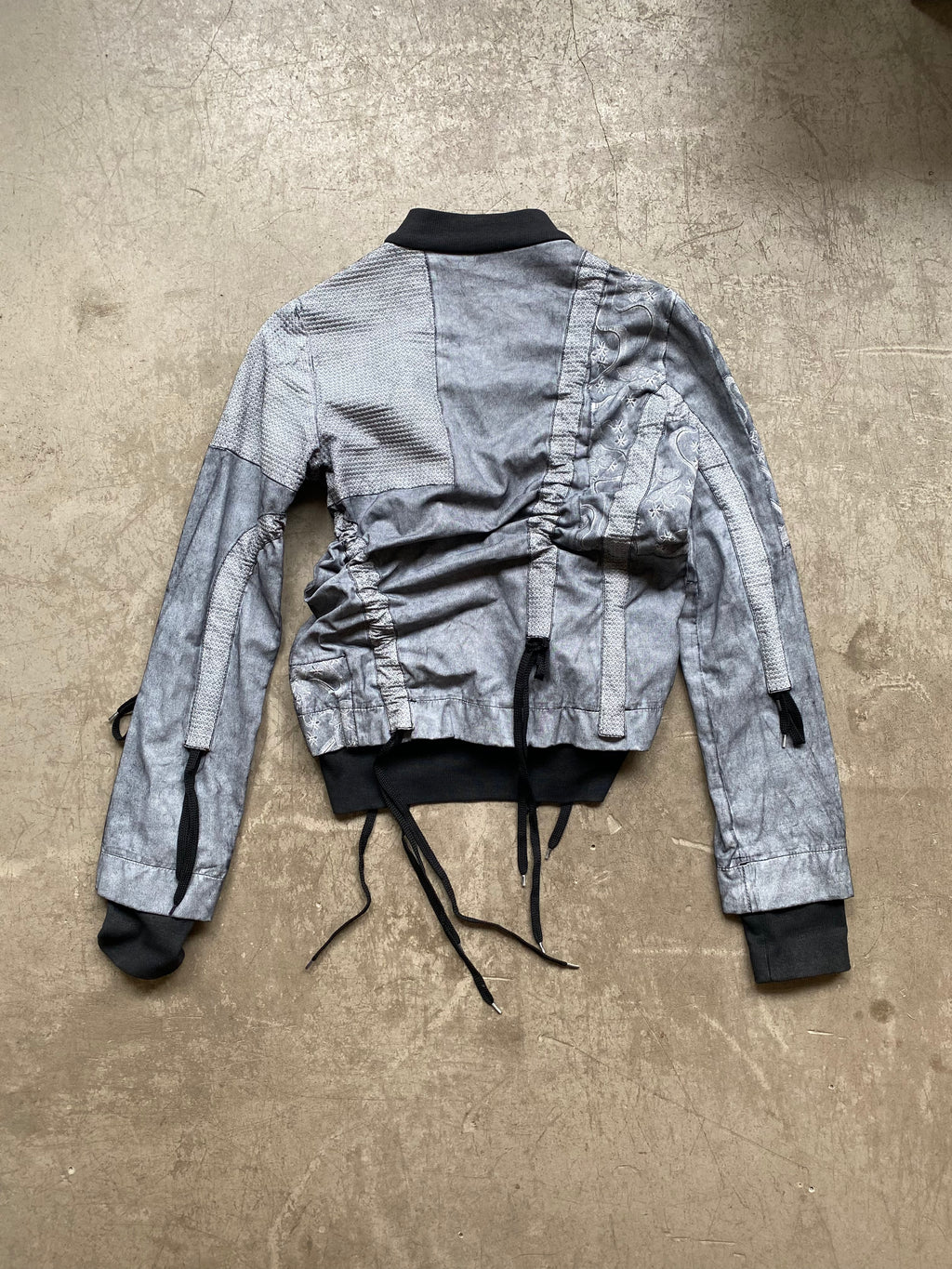 Grey drawstring ruched jacket