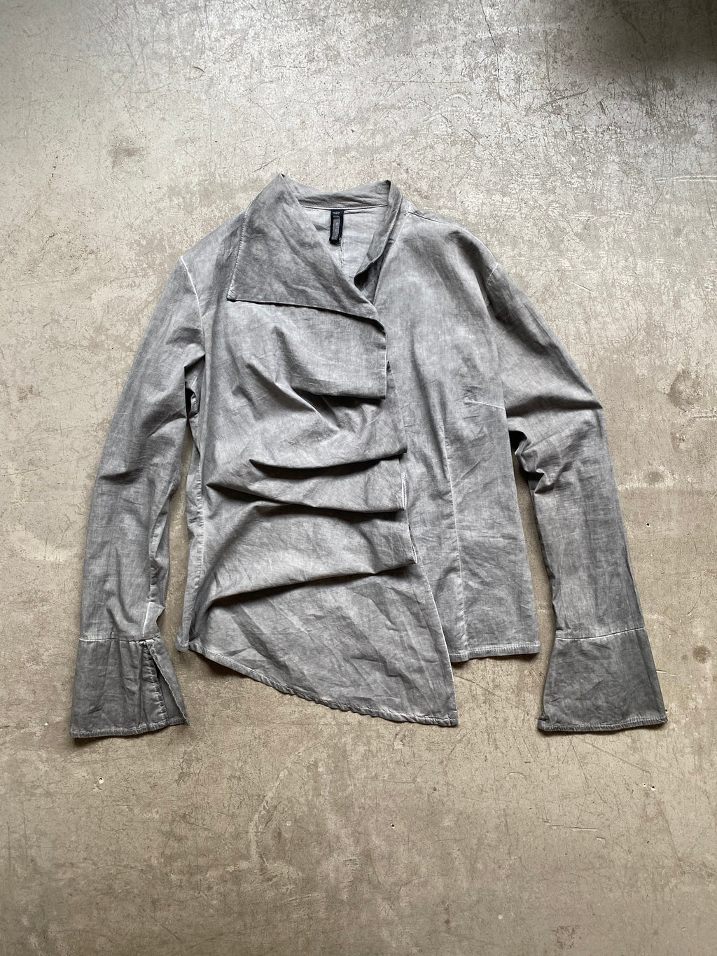 Grey washed look asymmetrical shirt