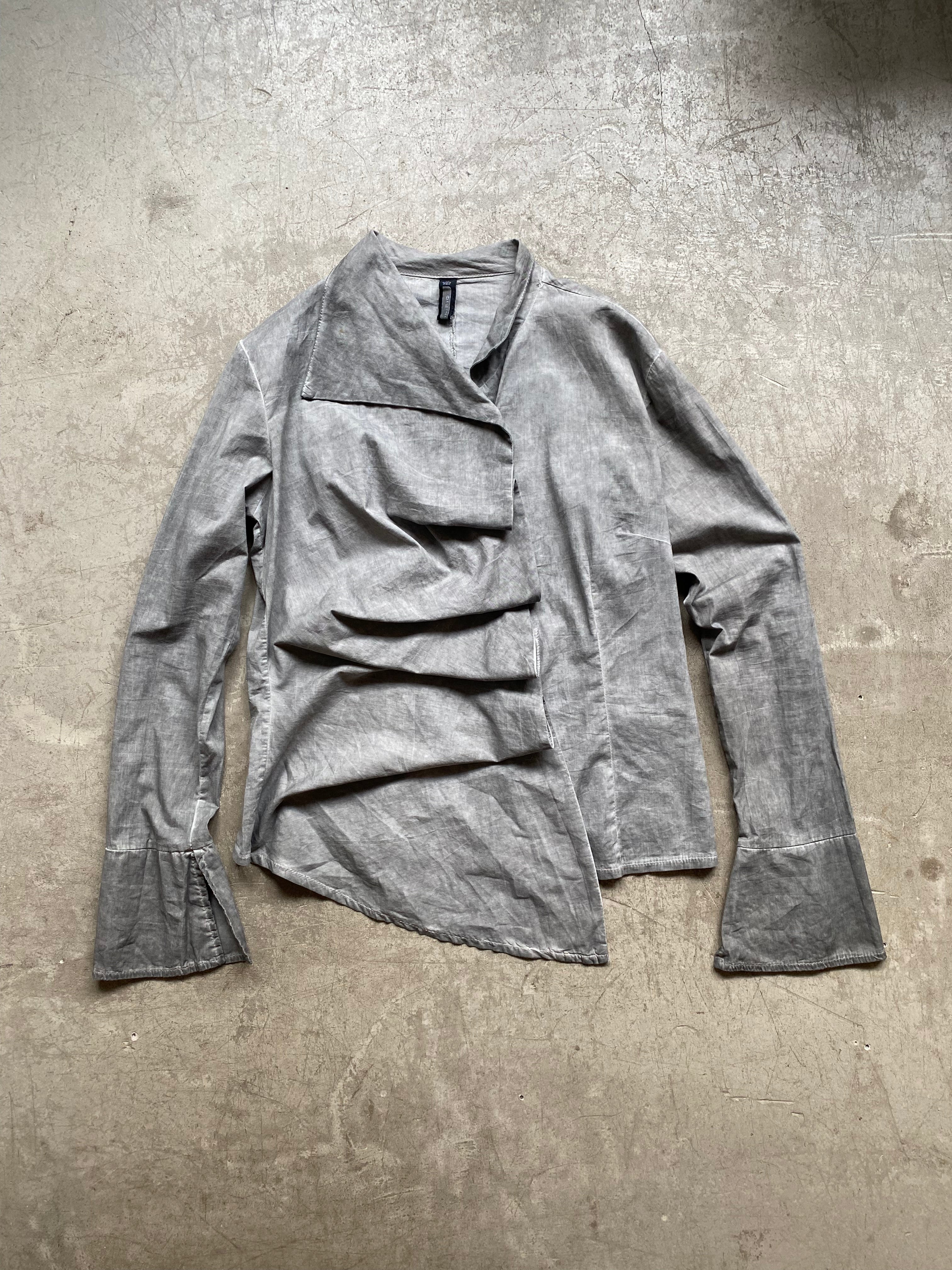 Grey washed look asymmetrical shirt