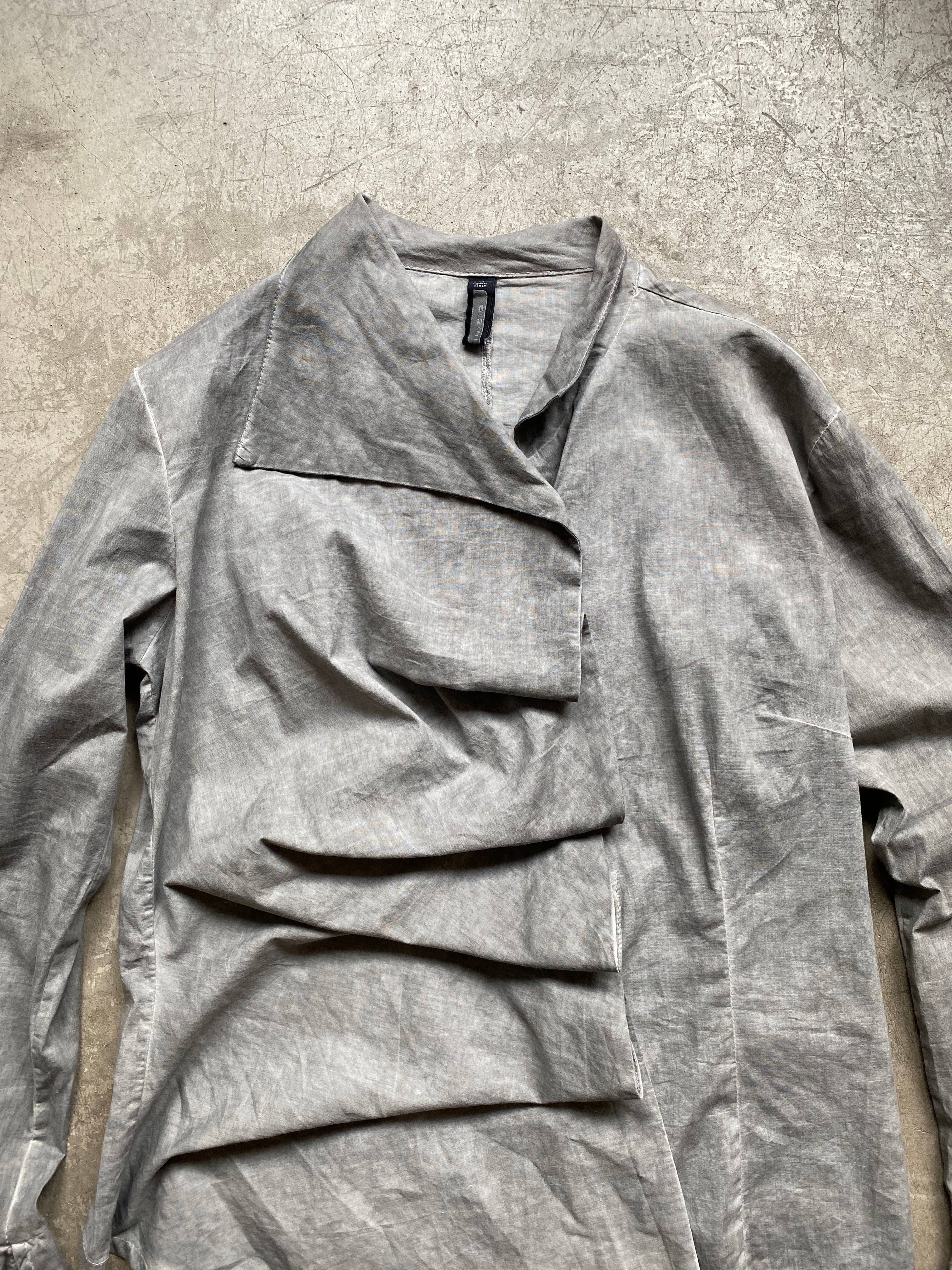 Grey washed look asymmetrical shirt