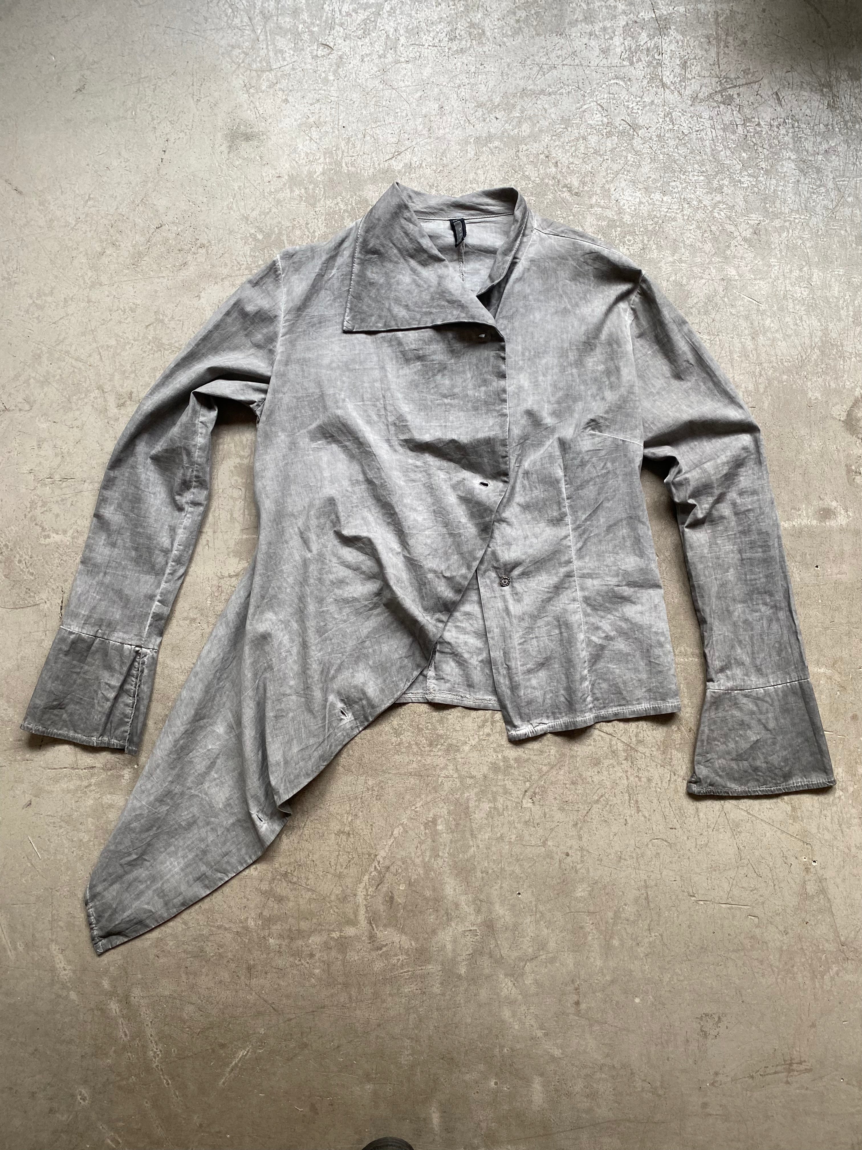 Grey washed look asymmetrical shirt
