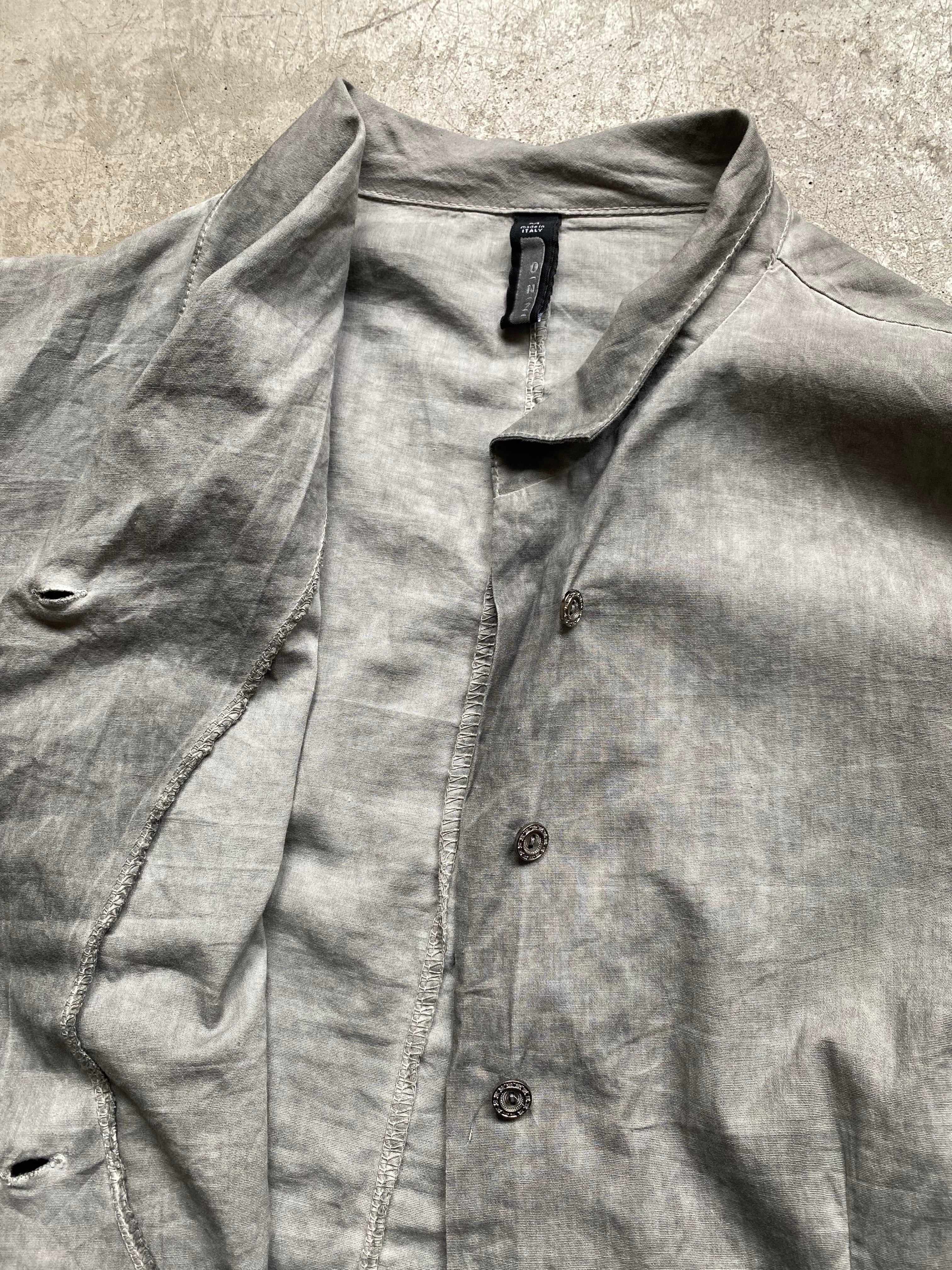 Grey washed look asymmetrical shirt