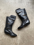 Black leather boots